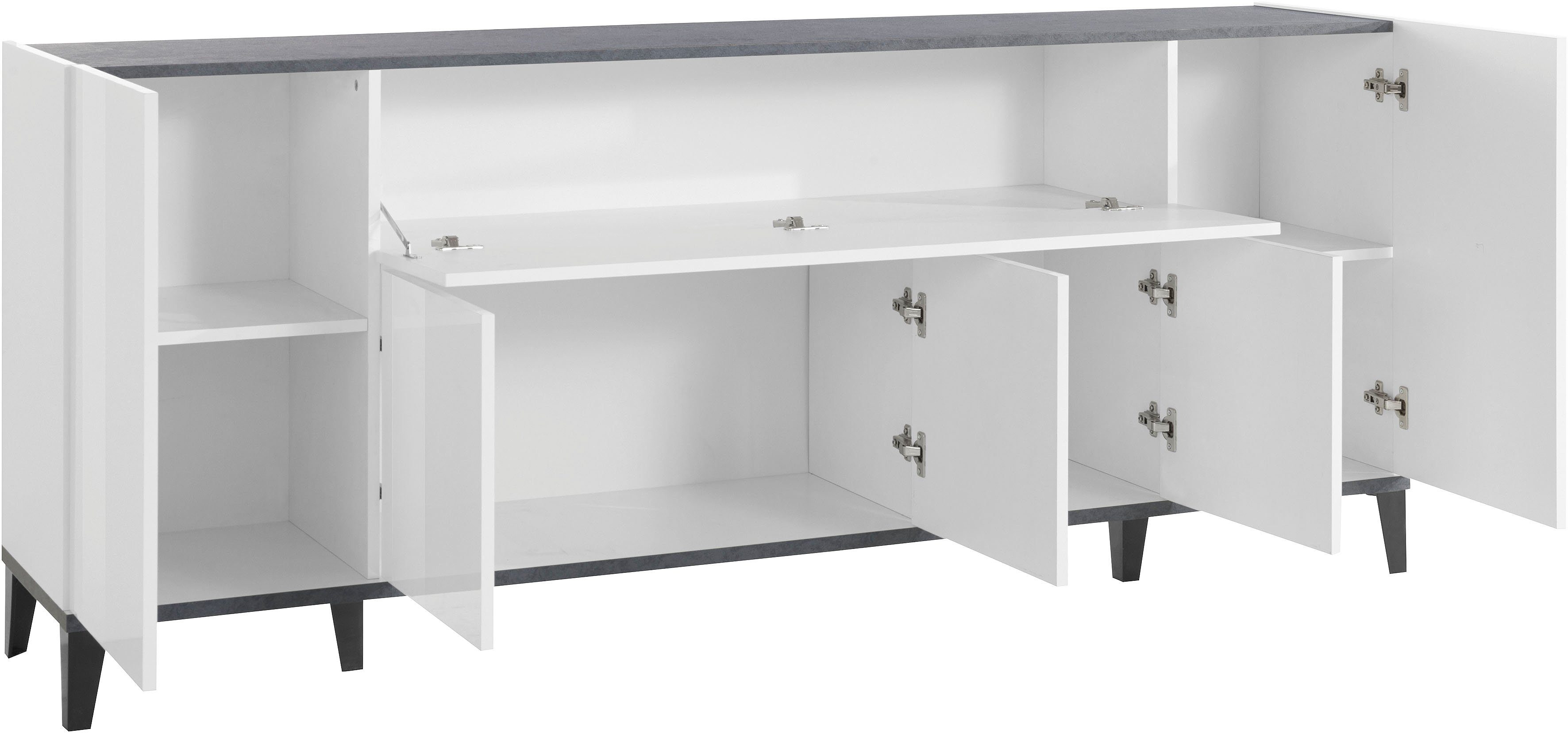 INOSIGN Dressoir SUNRISE Dressoir met 5 deuren en 1 klepdeur, breedte 200 cm