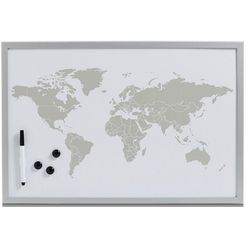 zeller present magneetbord world memobord, wereldkaartmotief grijs