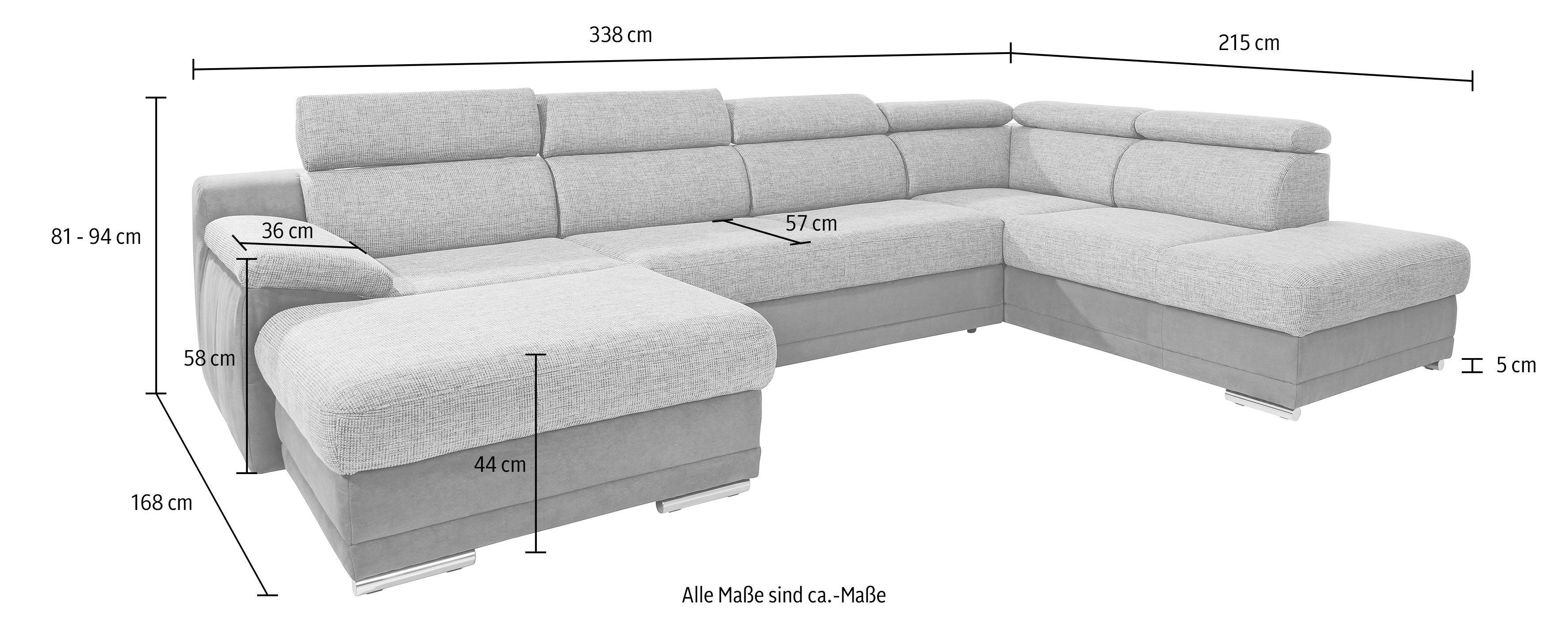 sit&more Zithoek Xenia U-vorm optioneel met slaapfunctie