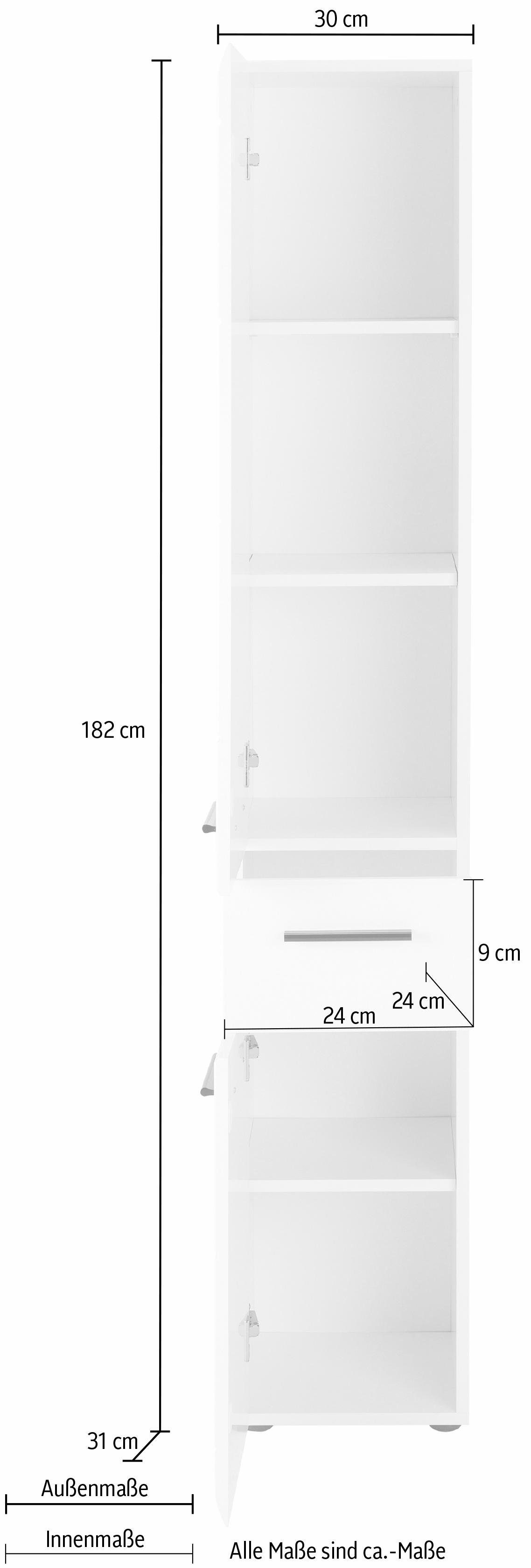 INOSIGN Hoge kast Sovana Badkast met een lade en 5 vakken - (B/D/H) 30/31/182 cm