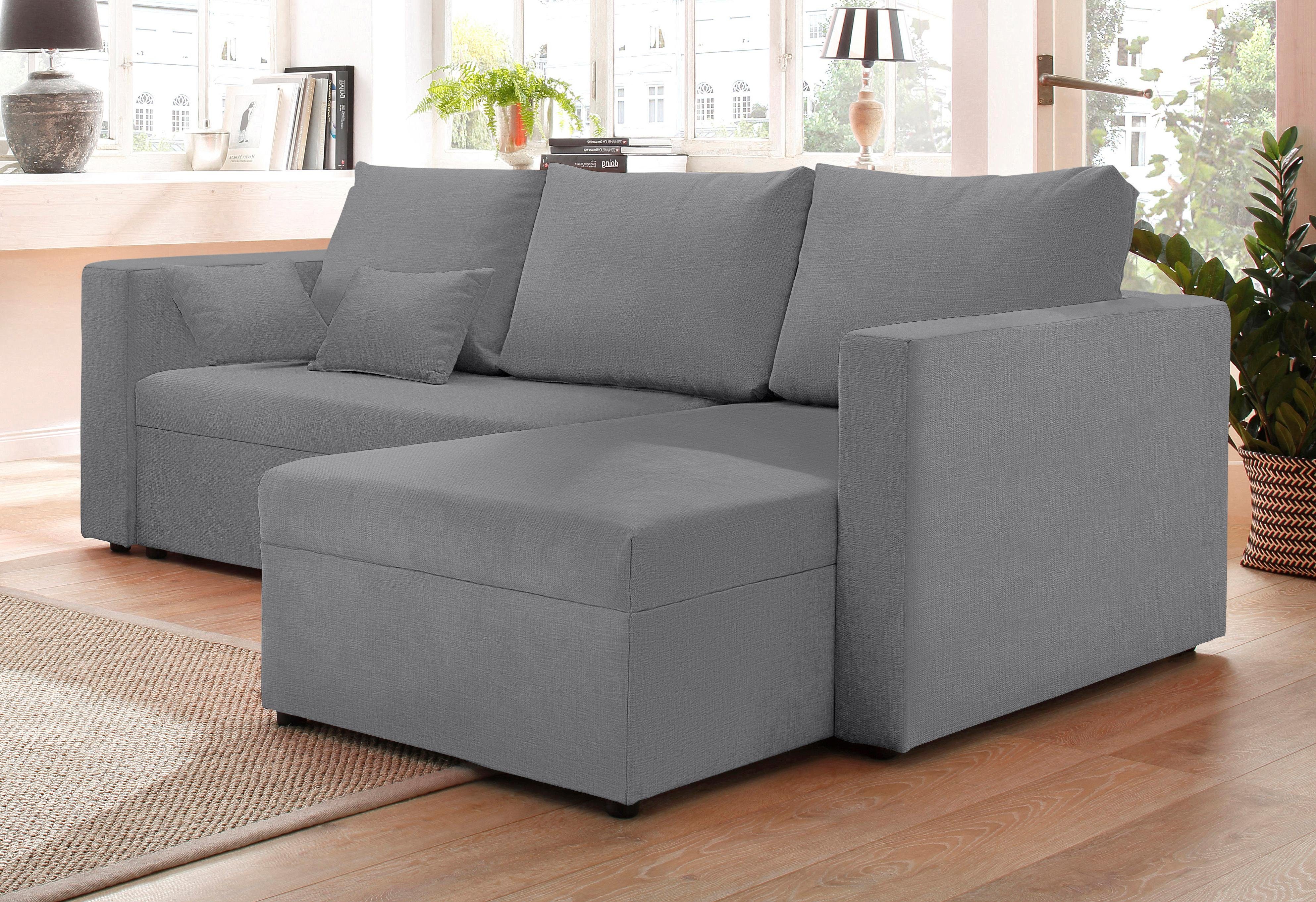 Home affaire Hoekbank Pur L-vorm optioneel met slaapfunctie grijs, hoekbanken, Breedte ligoppervlak: 120 cm, Lengte ligoppervlak: 194 cm