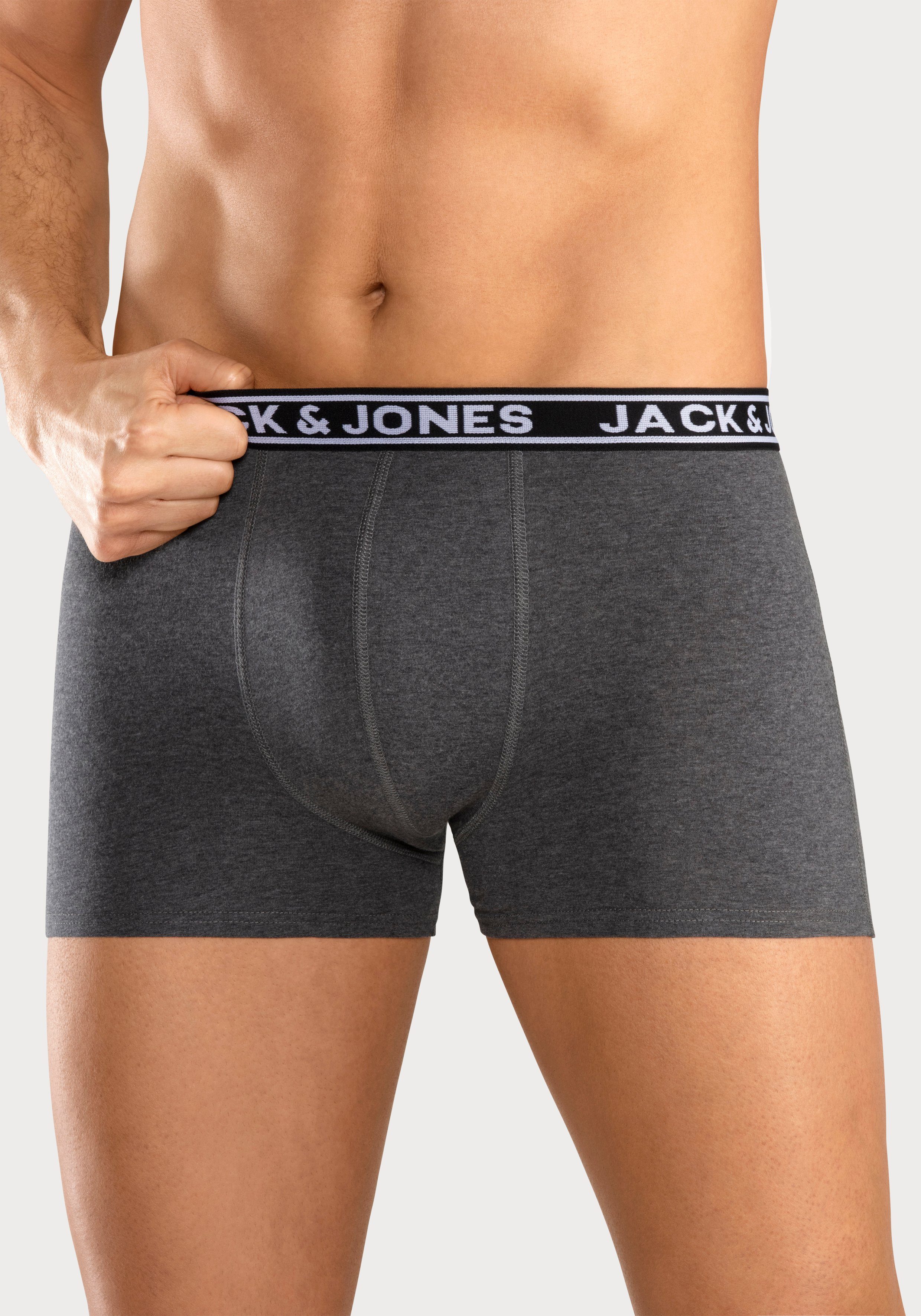 Jack & Jones Trunk JACCRISP in 6-pack met logoband en stretchcomfort effen met kleuraccent, modieus, nauwsluitend, katoenmix (set, 6 stuks)