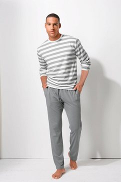 h.i.s pyjama met gestreept shirt grijs