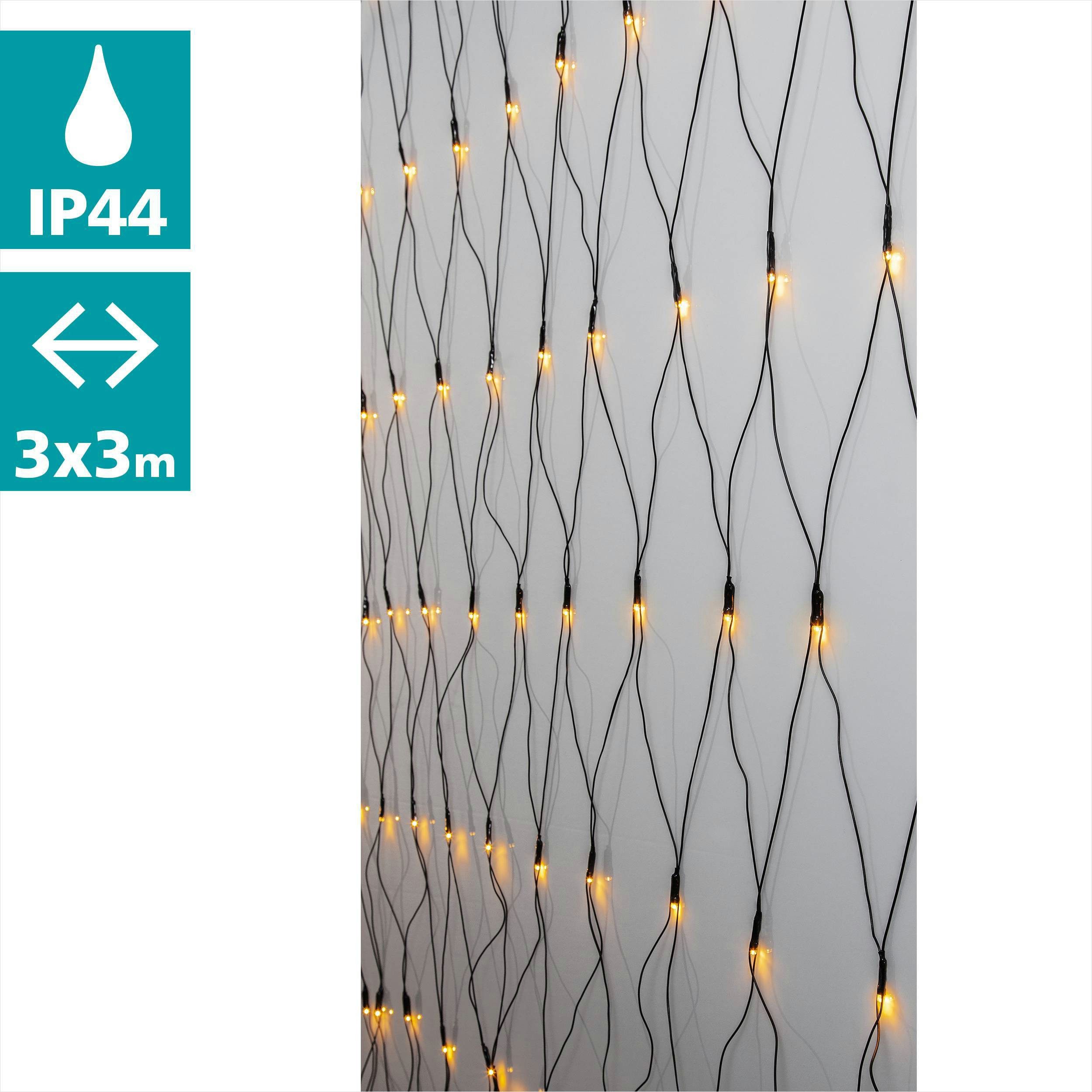 EGLO Led-lichtnet GOLDEN WARM WHITE Lichtnet voor binnen en buiten, extra warmwit, met kabel, 3x3 m (1 stuk)