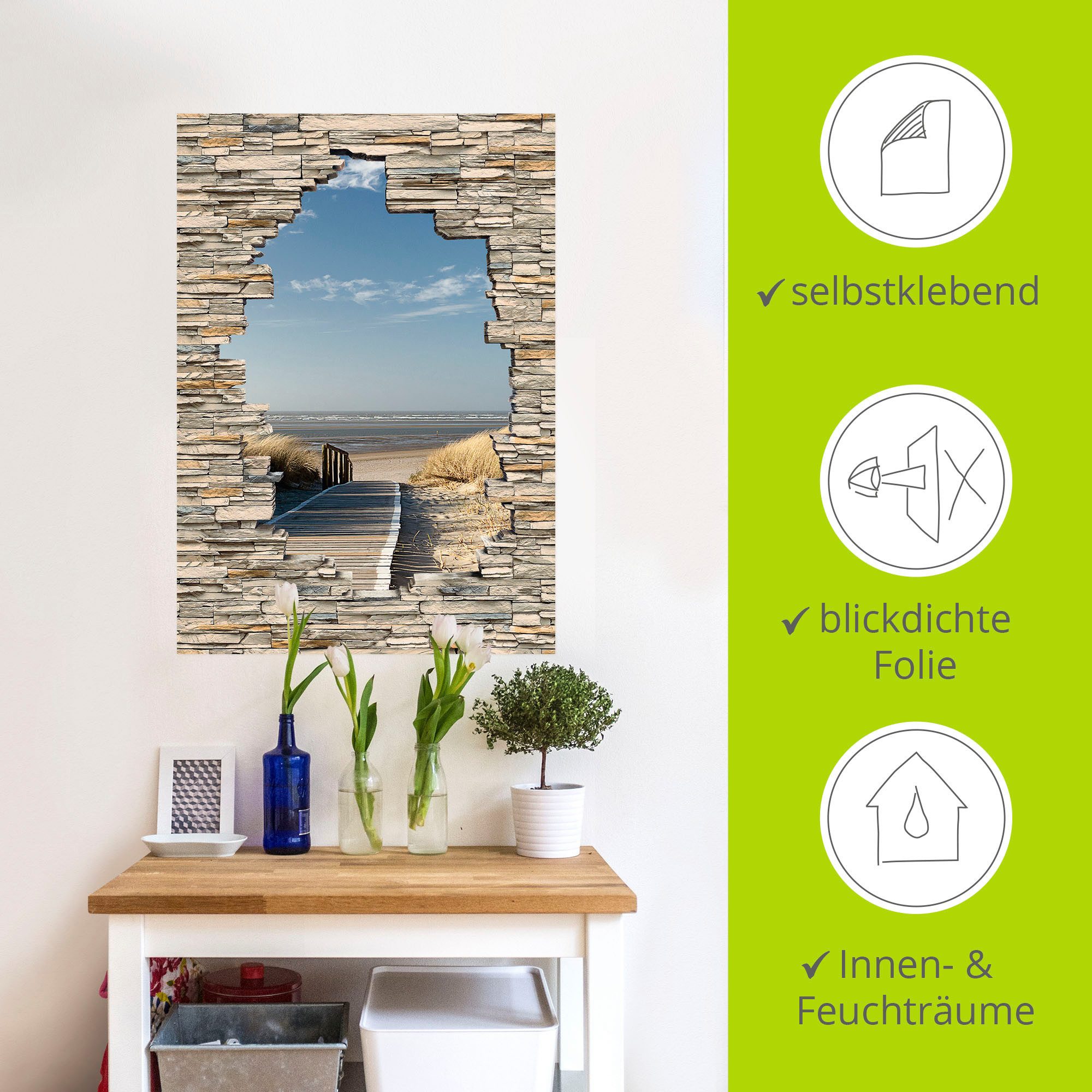 Artland Artprint Noordzeestrand Langeoog Steg Stenen Muur