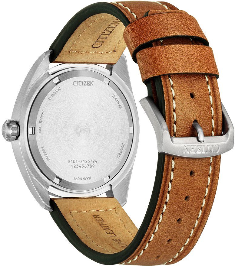 Citizen Solarhorloge BM8560-88LE Horloge, herenhorloge, titanium, datum, leren band
