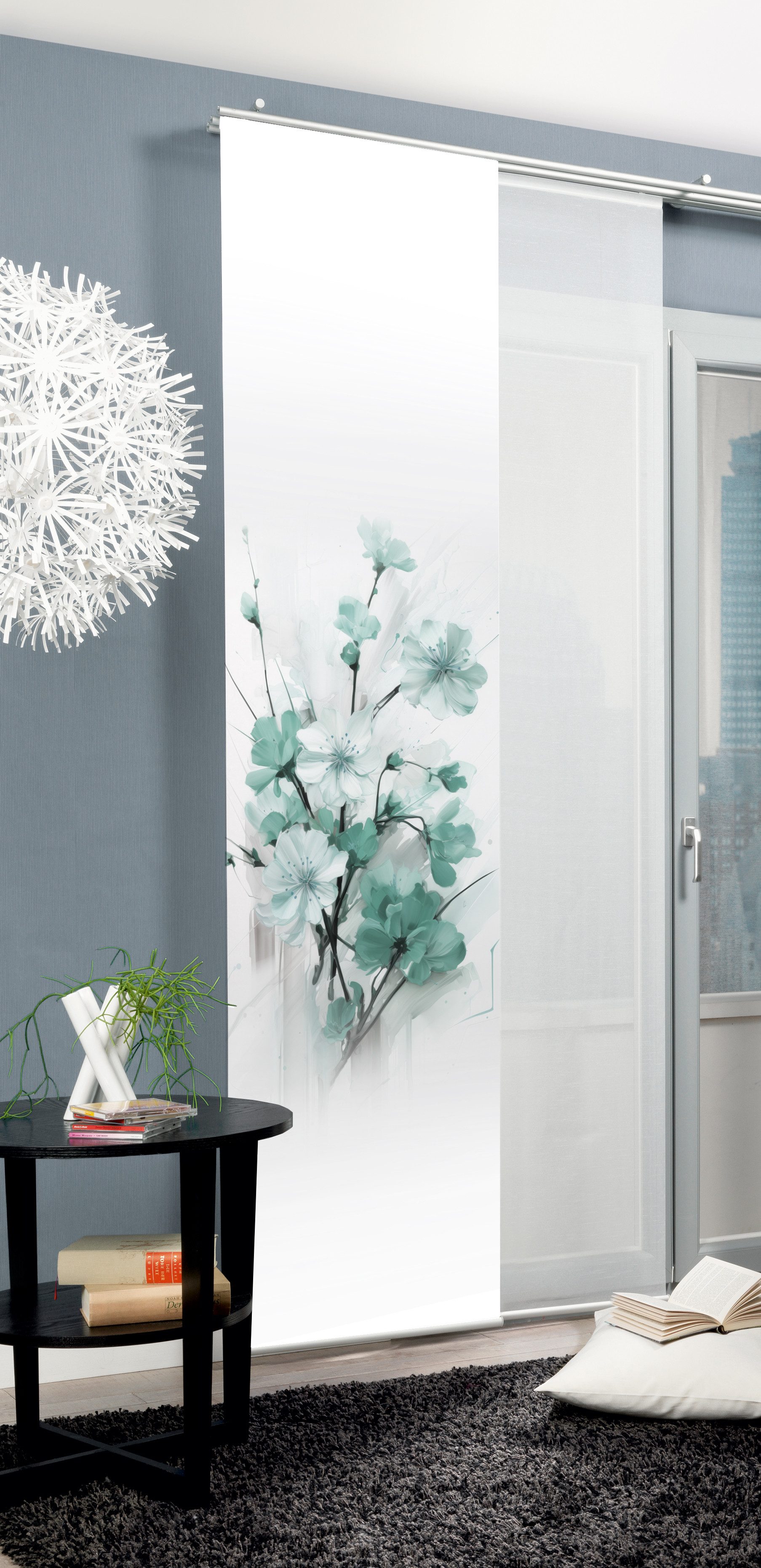HOME WOHNIDEEN Paneelgordijn Lotus paneelgordijnen blauw
