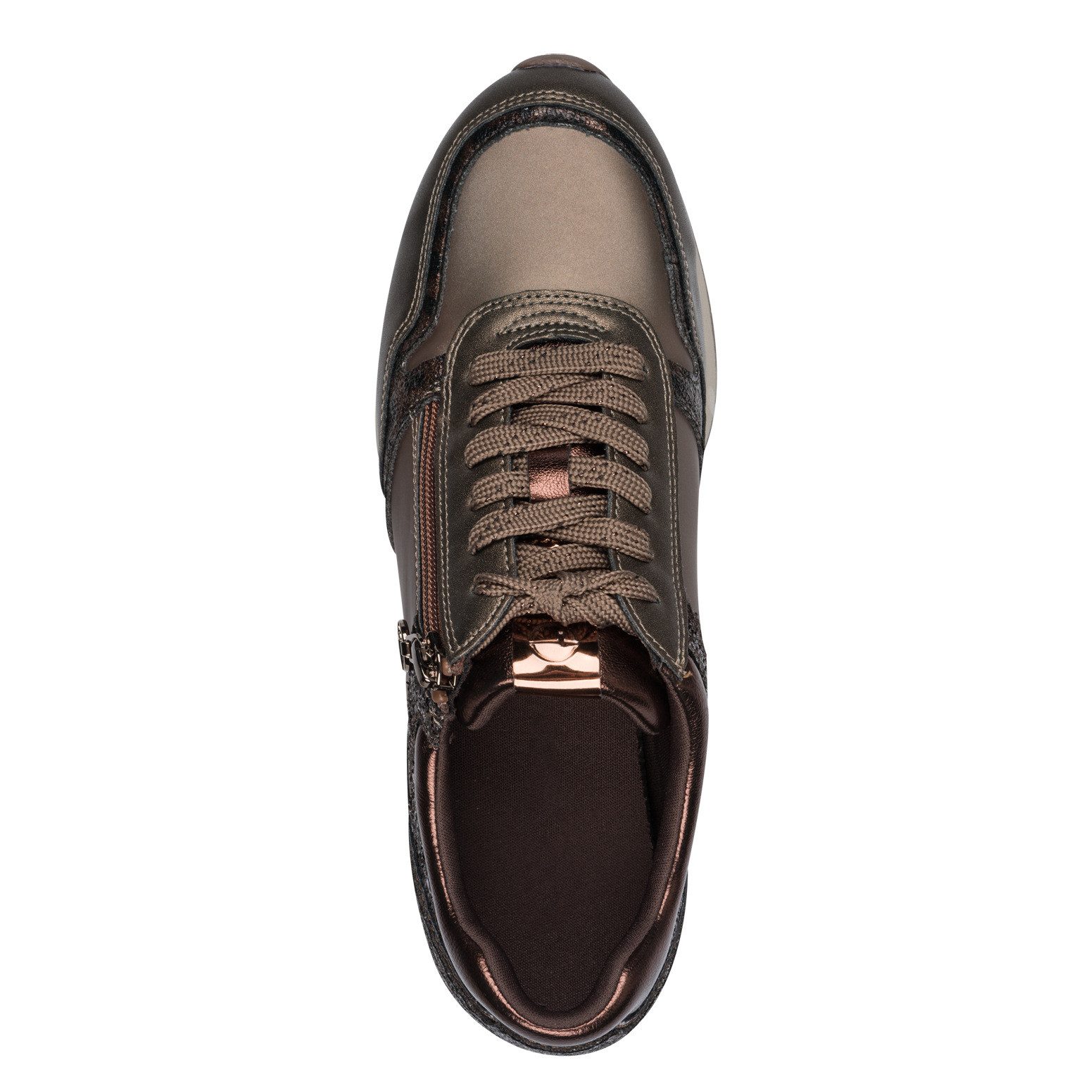 Tamaris Plateausneakers vrijetijdsschoen, lage schoen, veterschoen met subtiele metallic-details
