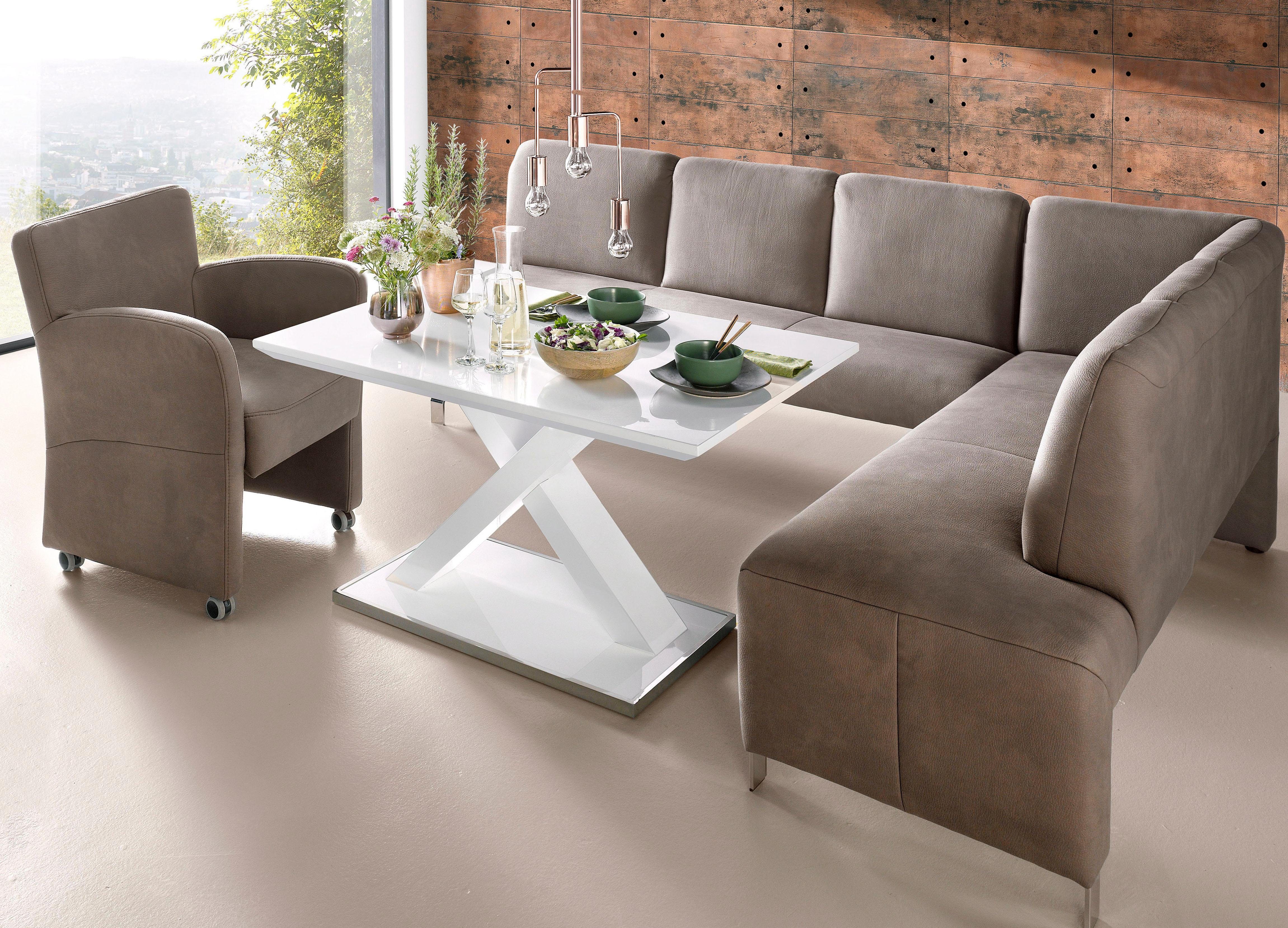 exxpo - sofa fashion Hoekbank Intenso, modern, keuze uit leer of textiel, 264/197 cm (B/D) hoge bodemvrijheid, vrij in de ruimte te plaatsen, hoog zitcomfort