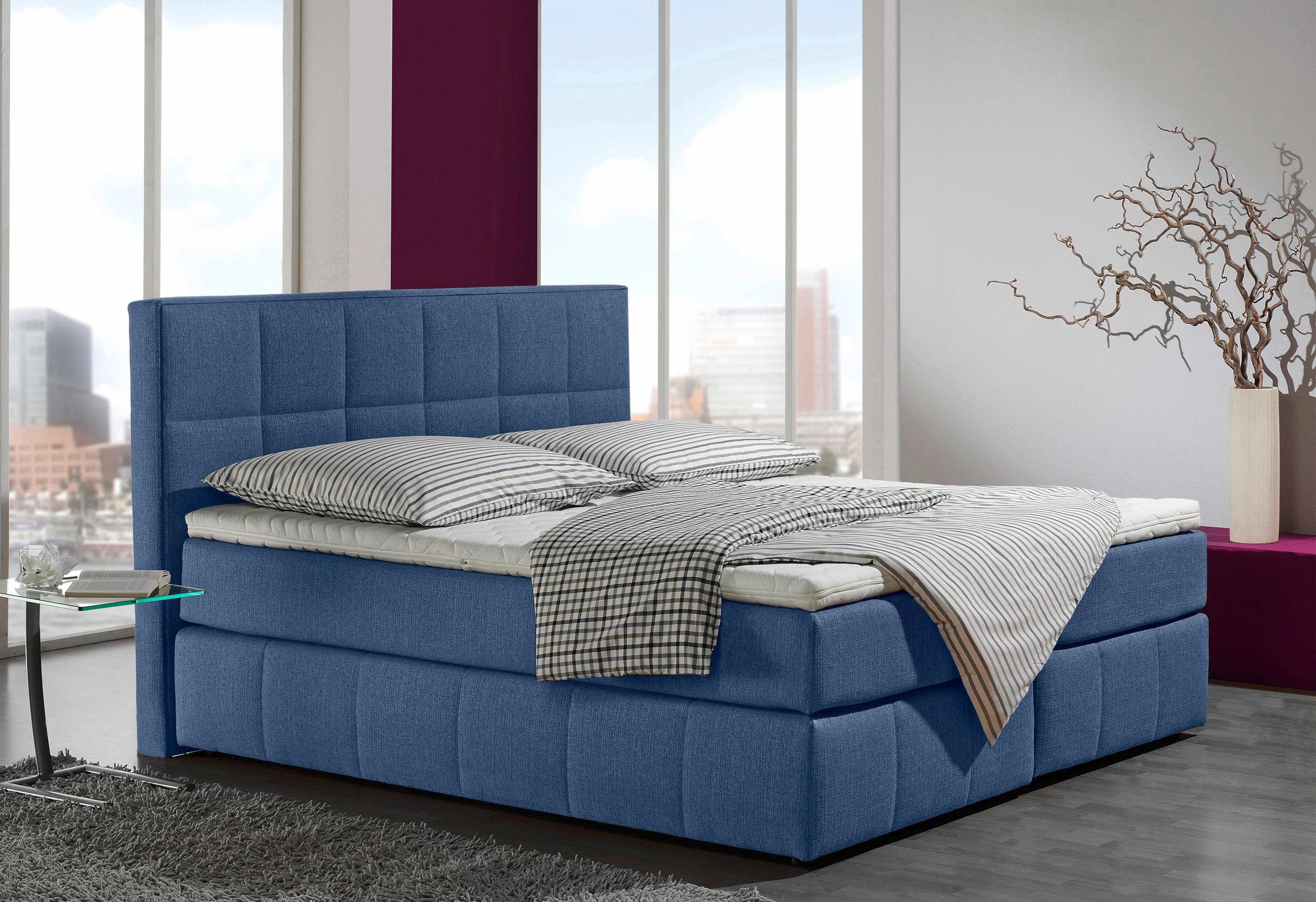 INOSIGN Boxspring Casano met fijne stiksels, in 3 matrassoorten, 2 hardheden en 5 kleuren