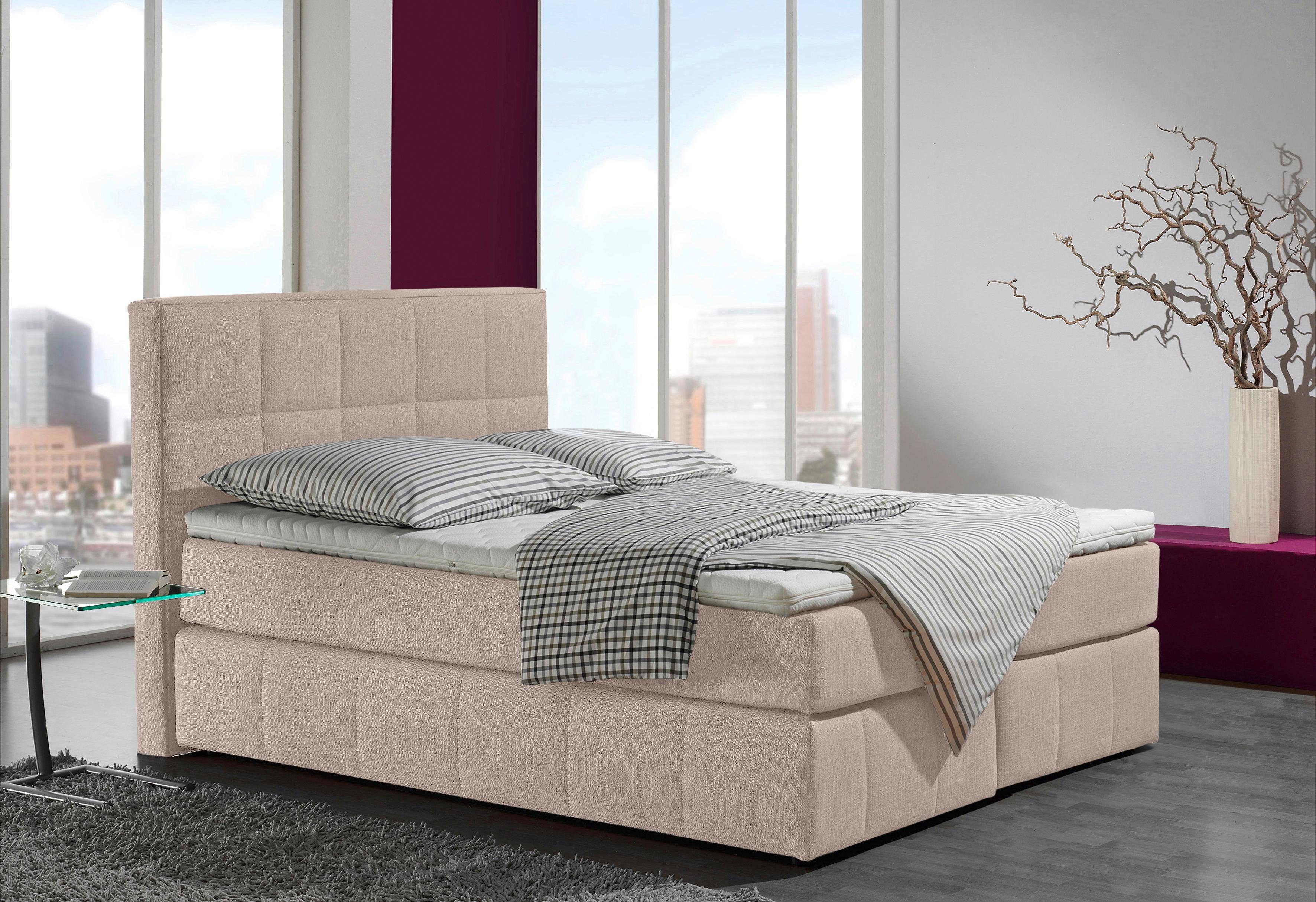 INOSIGN Boxspring Casano met fijne stiksels, in 3 matrassoorten, 2 hardheden en 5 kleuren