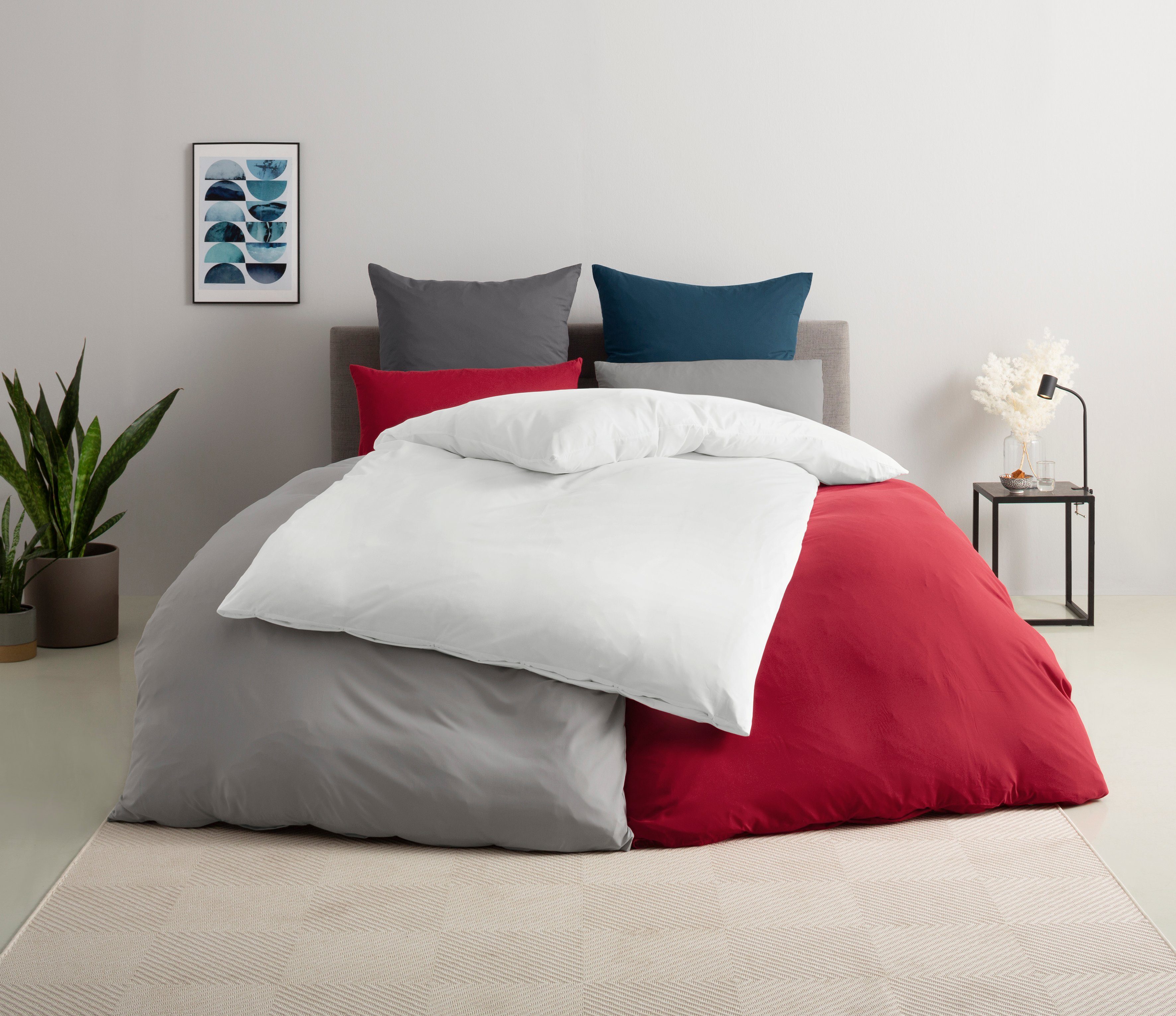 my home Overtrekset Desner Premium kwaliteit, 100 % polyester, zeer zacht, uni, vanaf 135x200 cm