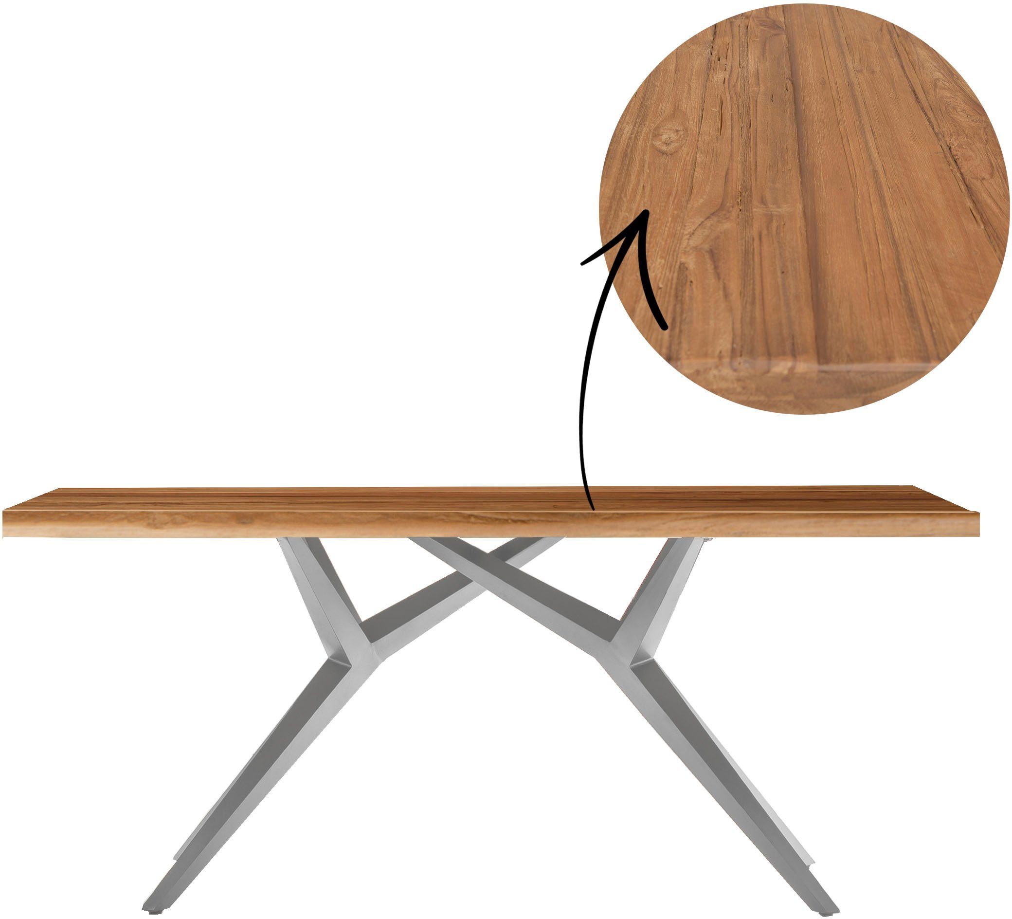 SIT Eettafel met rustiek oppervlak eettafels maat 180 cm x 73 cm x 100 cm beige