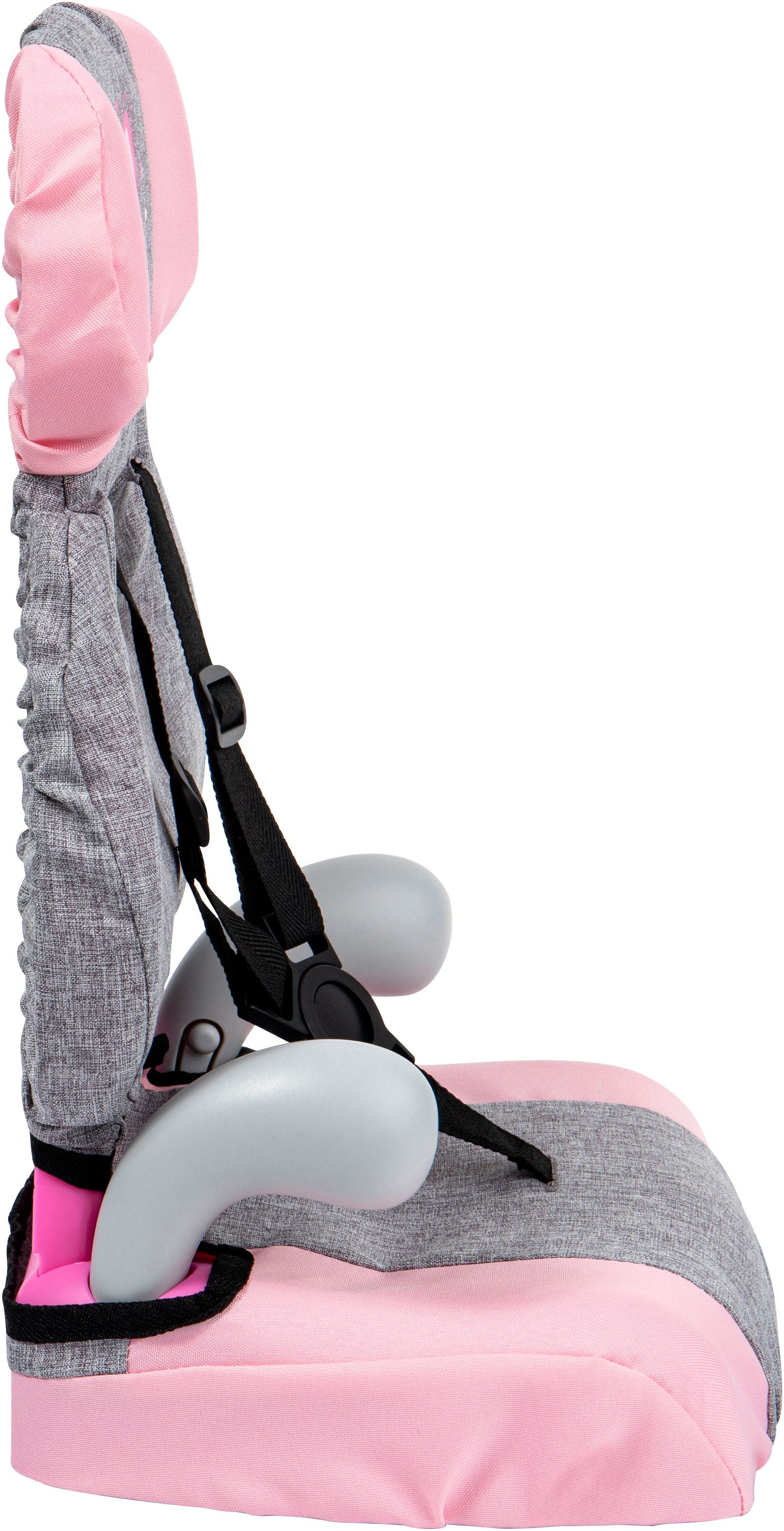 Bayer Autostoel voor poppen Deluxe grijs/roze vlinder