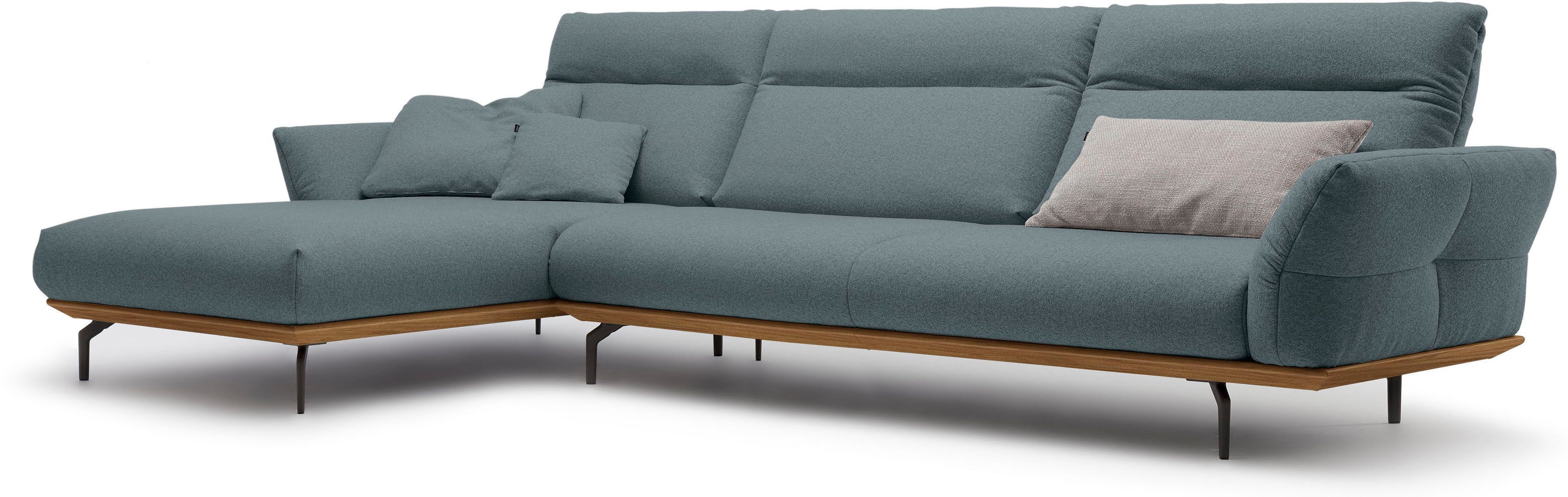 Creation BY ROLF BENZ Hoekbank Hs.460 Sokkel in walnotenhout, onderstel in umbra grijs, breedte 338 cm