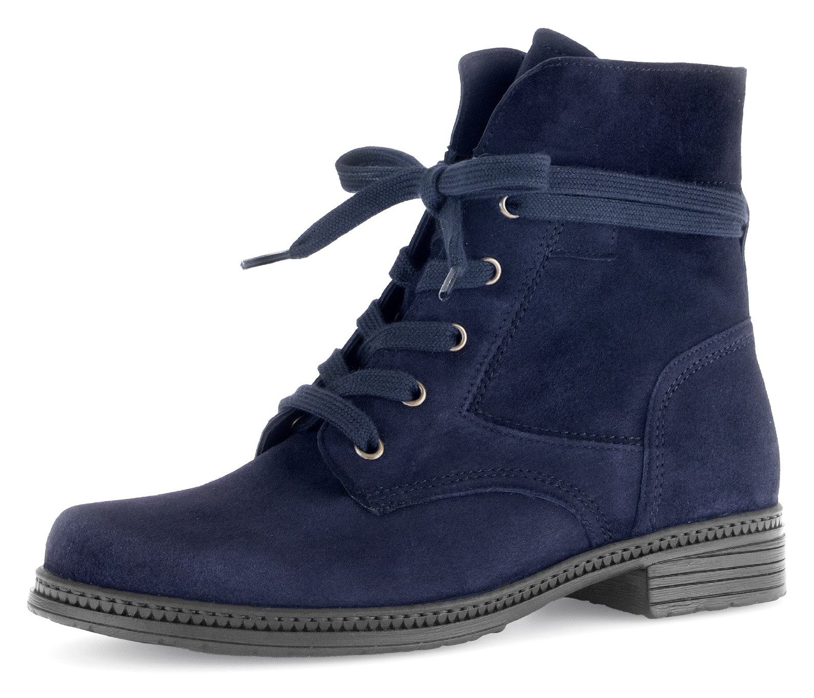 Gabor Veterschoenen blokhak, veterschoen met rondgebonden veters dames veterlaarsjes maat 38,5 EU blauw