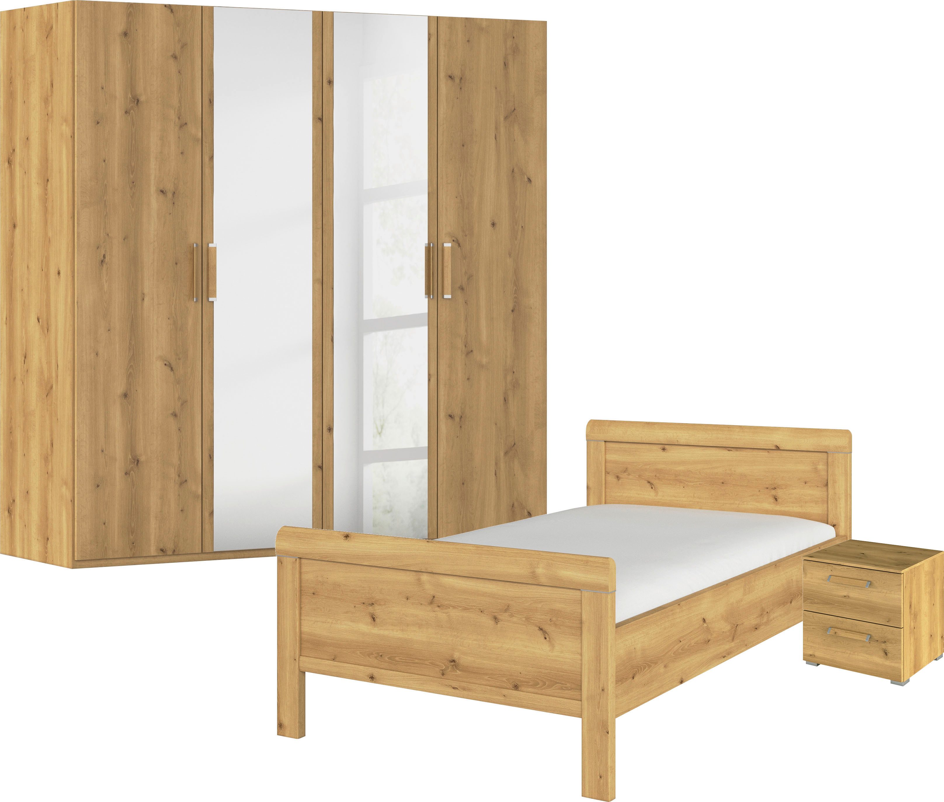 rauch Slaapkamerserie Compleet slaapkamer EVELYN Kast en bed in 2 breedtes, nachtkastje met 2 lades MADE IN GERMANY (set, 3-delig)