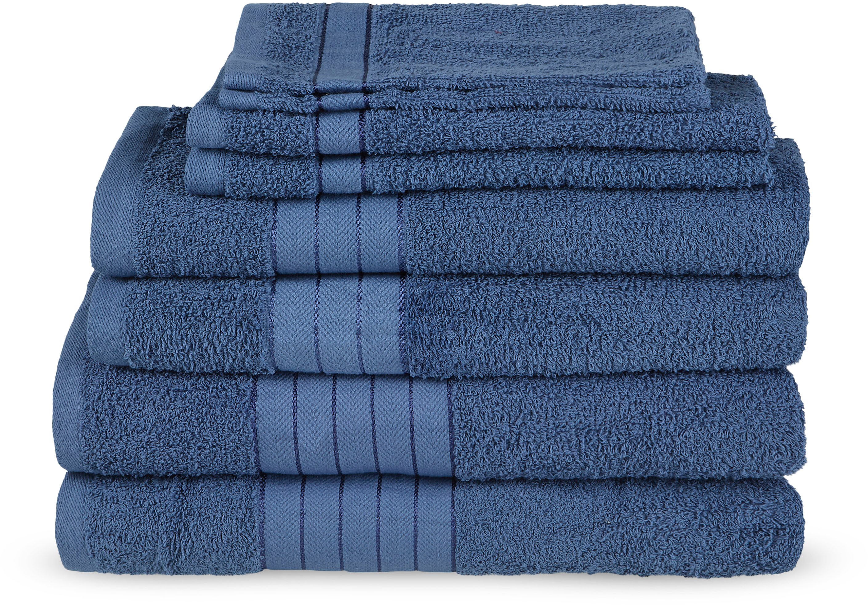 Emotion Handdoekenset Uni Katoen, walkfrottee, bies, 500 GSM, effen, zonder ophangbeugel (set) handdoeken blauw