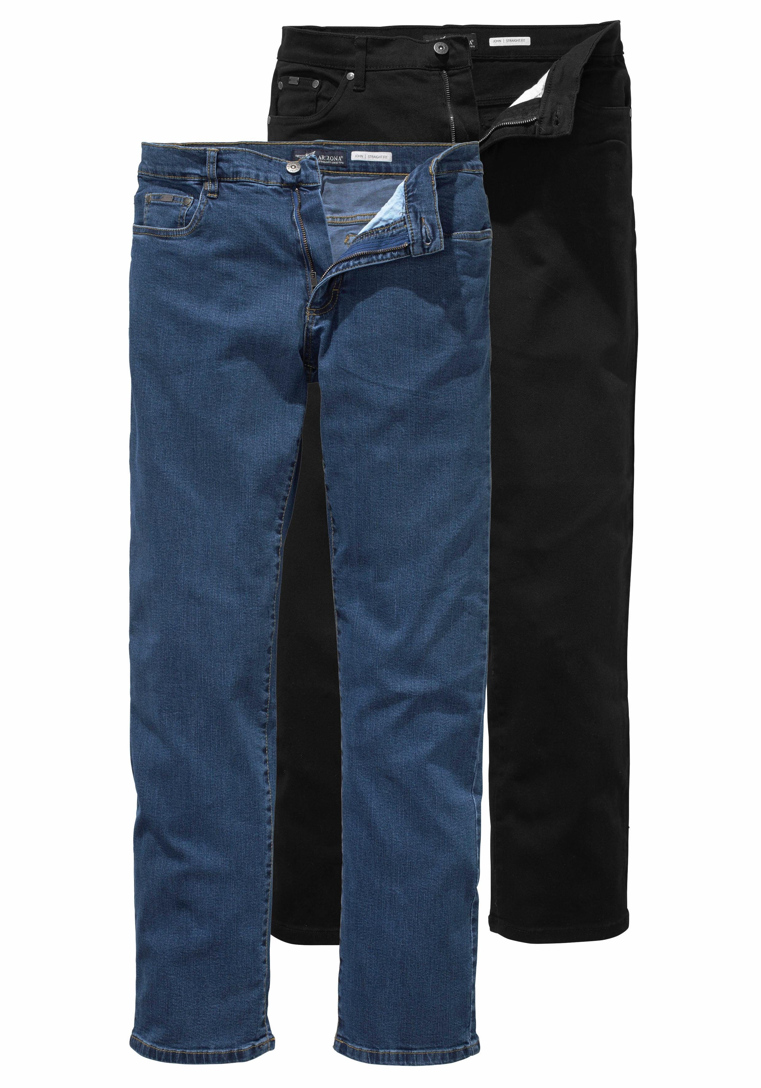 Arizona Stretch jeans John rechte pasvorm, lage taille, met five-pocket-configuratie (set, 2-delig)