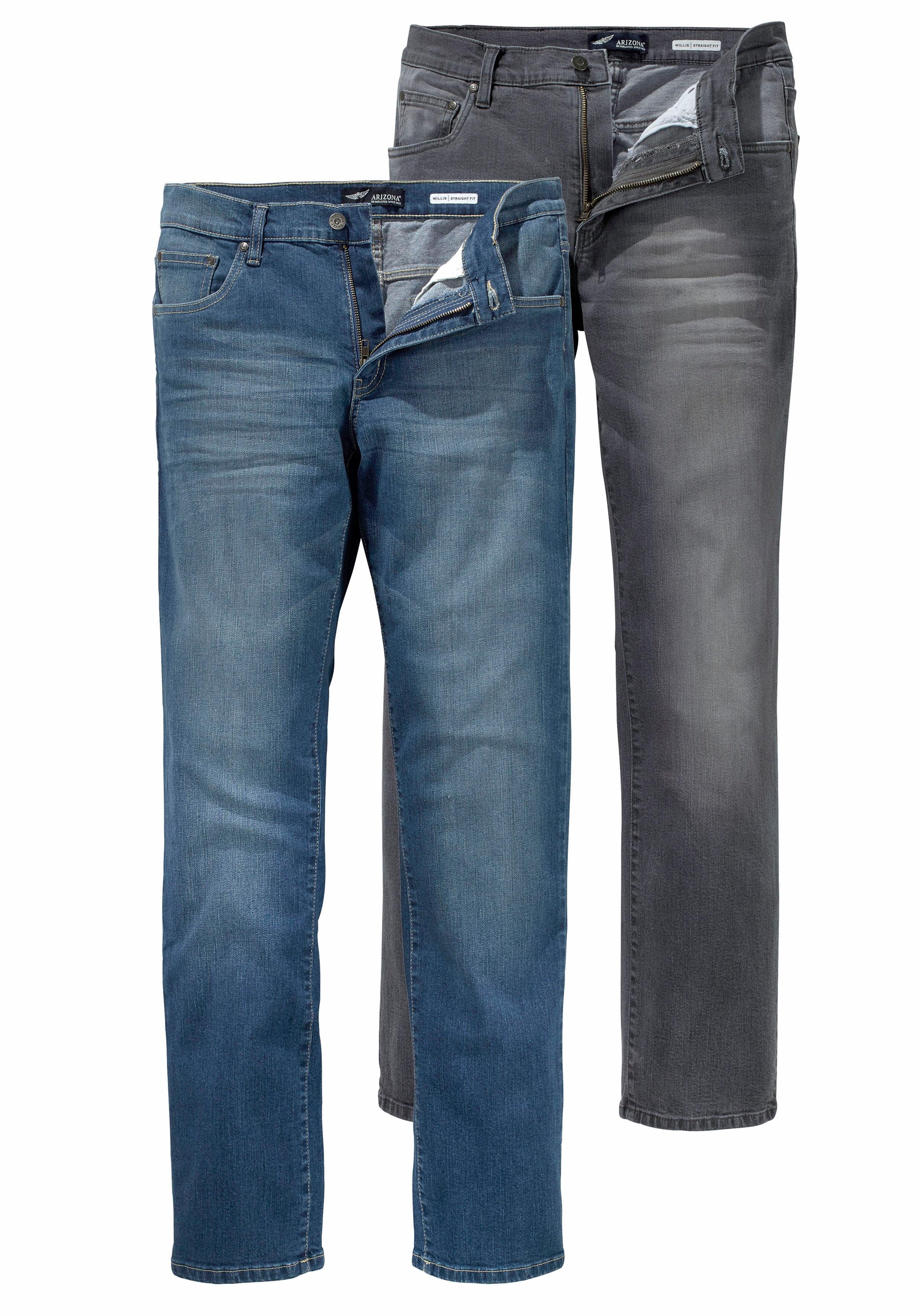 Arizona Stretch jeans Willis straight-fit, lange pijpen, met studs, lage taille (set, 2-delig)