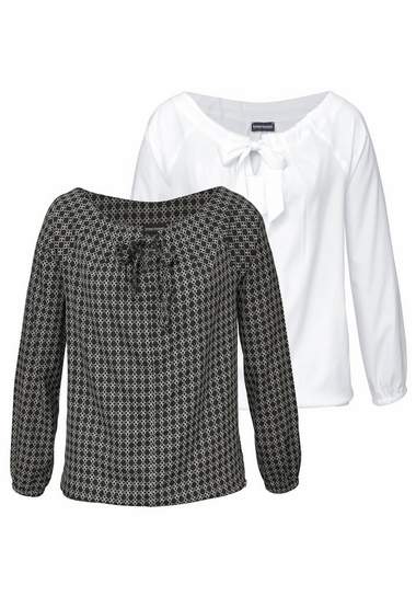 BRUNO BANANI Blouse met kraagstrik in set van 2 BRUNO BANANI Blouse met kraagstrik in set van 2