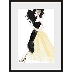 leonique wanddecoratie tekening dress 30-40 cm, ingelijst zwart