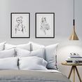home affaire wanddecoratie tekening young girl 2x 30-40 cm, ingelijst zwart