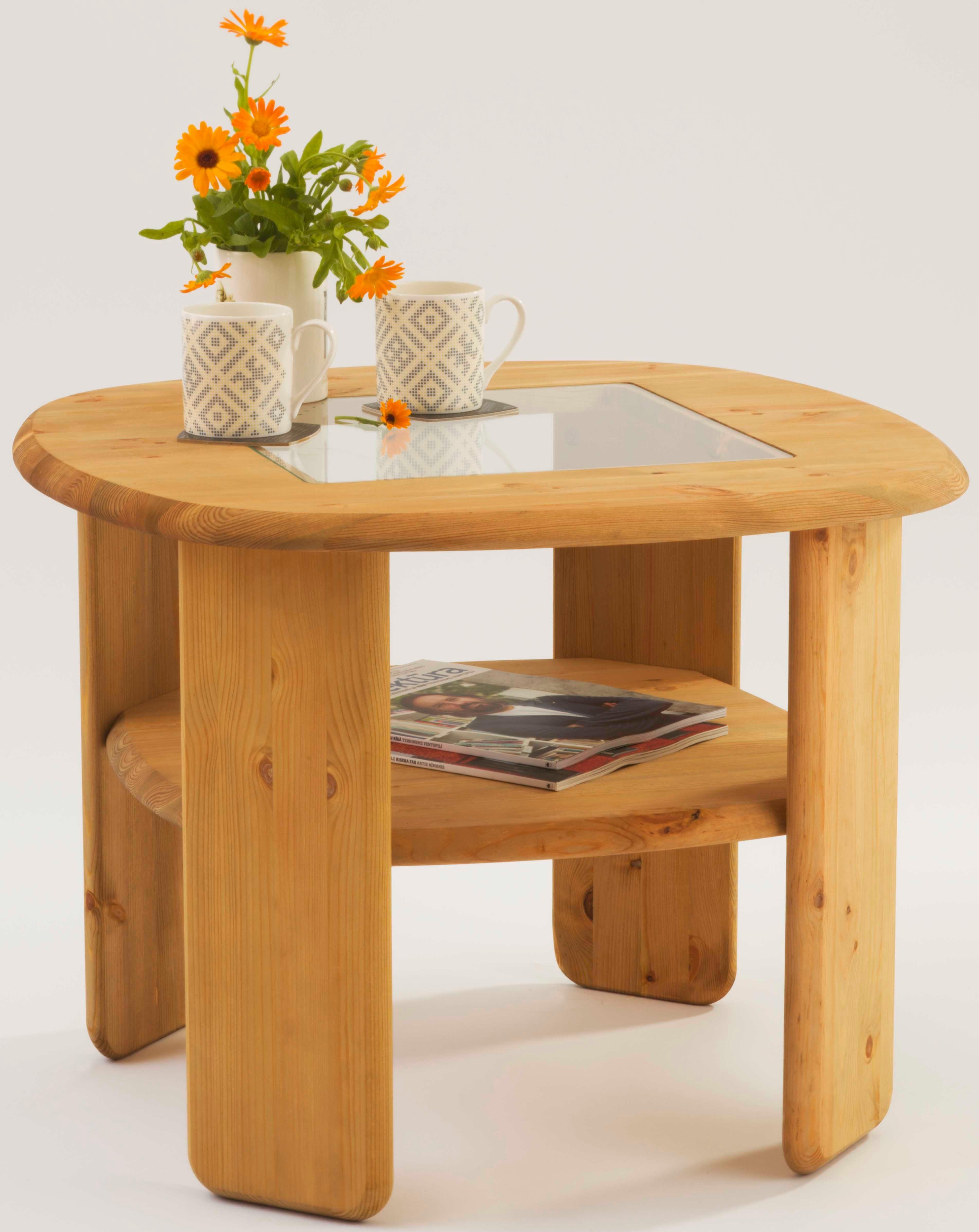 Home affaire Salontafel Jayden 2 in 2 afmetingen, massief grenenhout met glasinzet salontafels beige