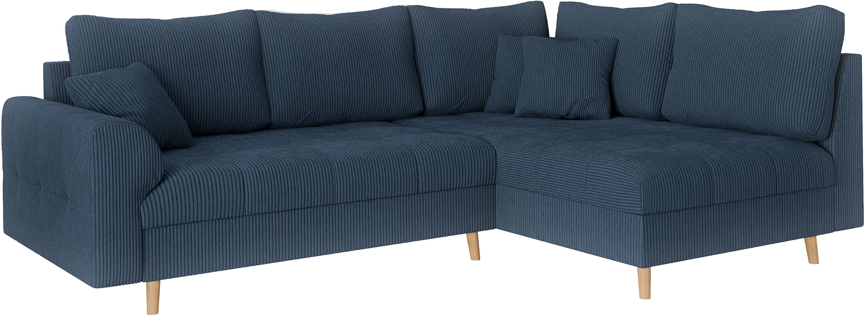 Home affaire Hoekbank CHARRE L-vorm met ottomane, afmetingen B/D/H: 231/161/81 cm fijne stiksels, losse rug- en sierkussens, ook in cord en bouclé