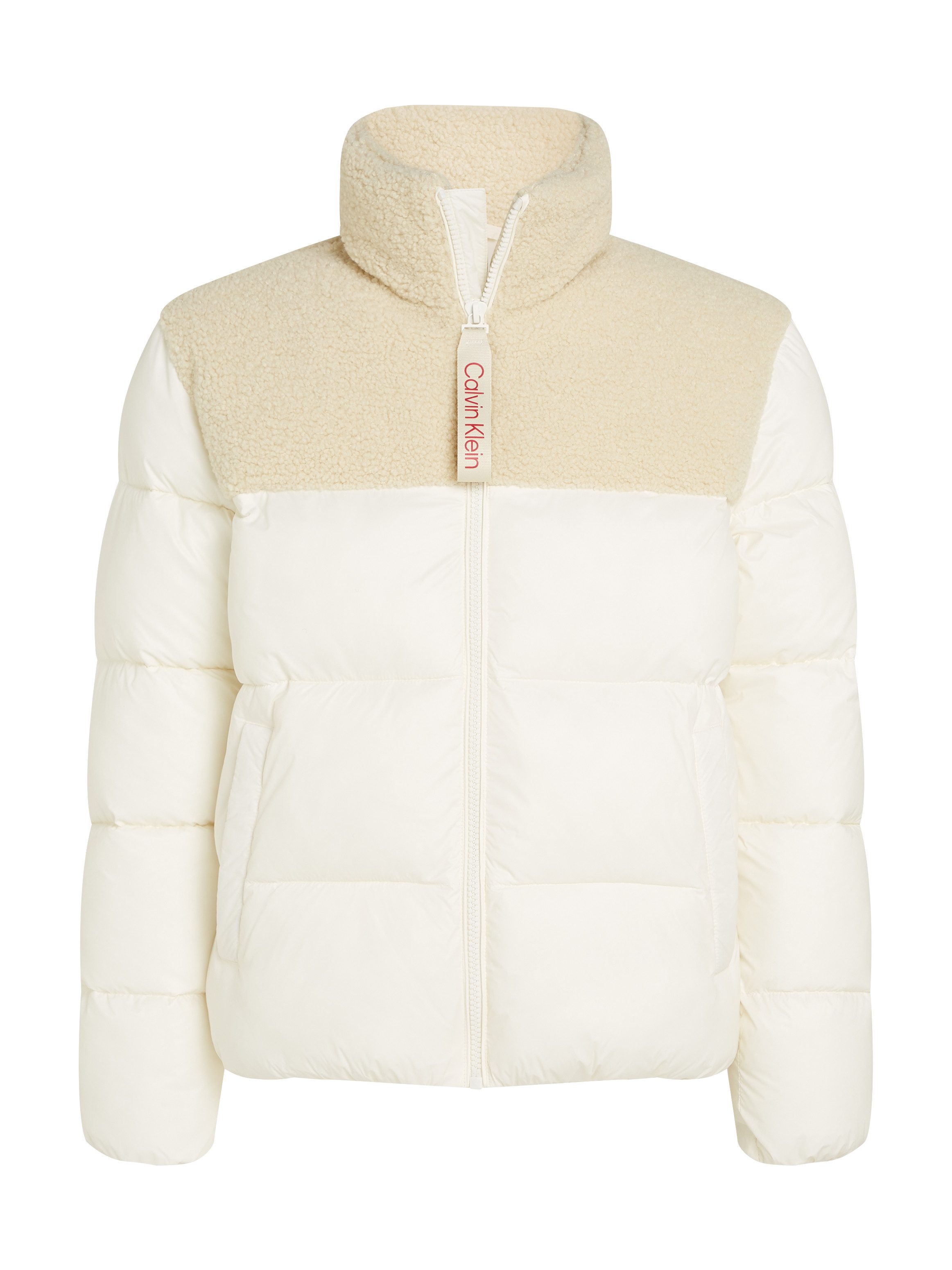 Calvin Klein Outdoorjack SHERPA PUFFER JACKET met een logo-opschrift