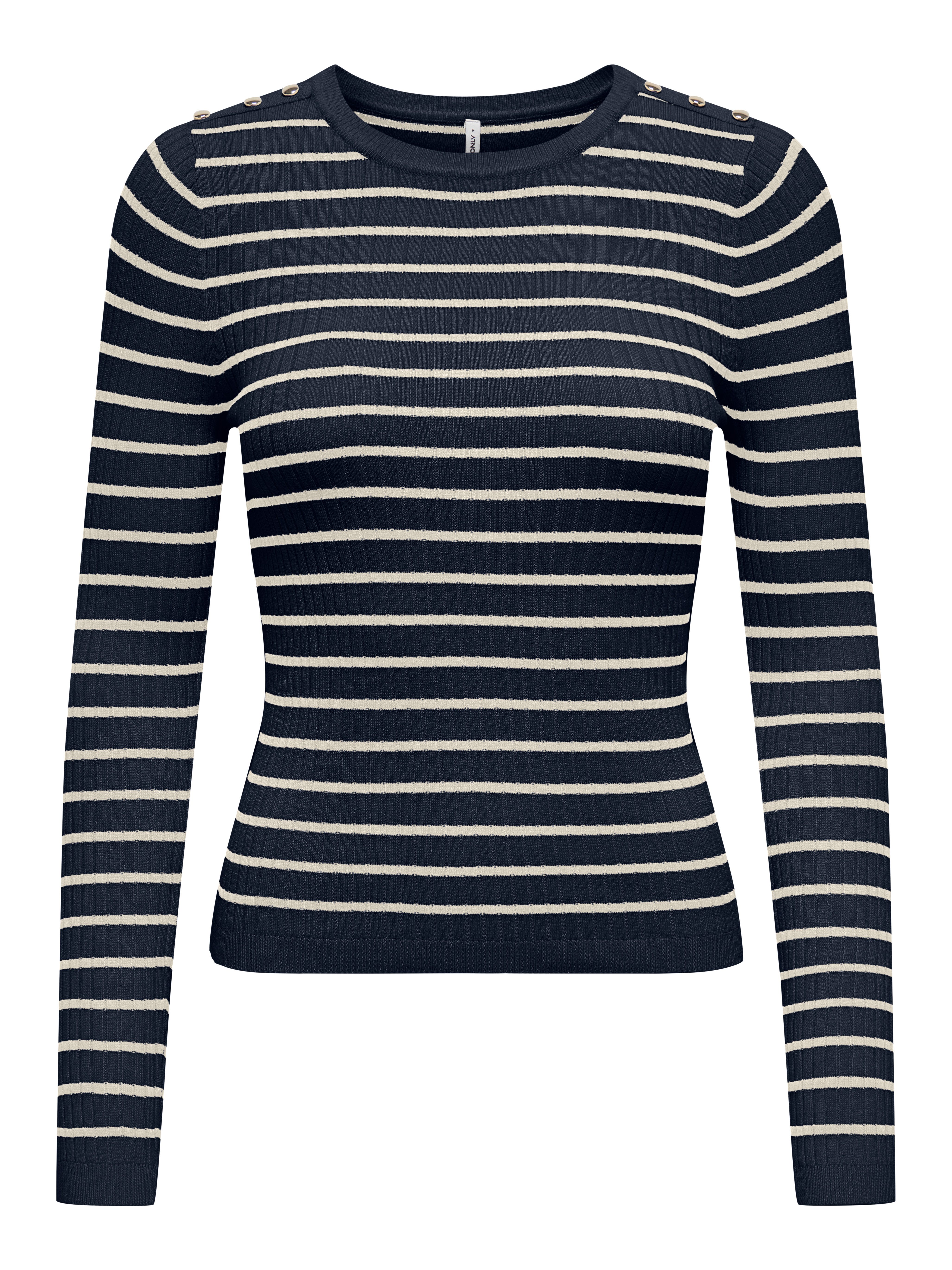 Only Gebreide trui ONLMILA LS STRIPE BUTTON O-NECK CC KNT