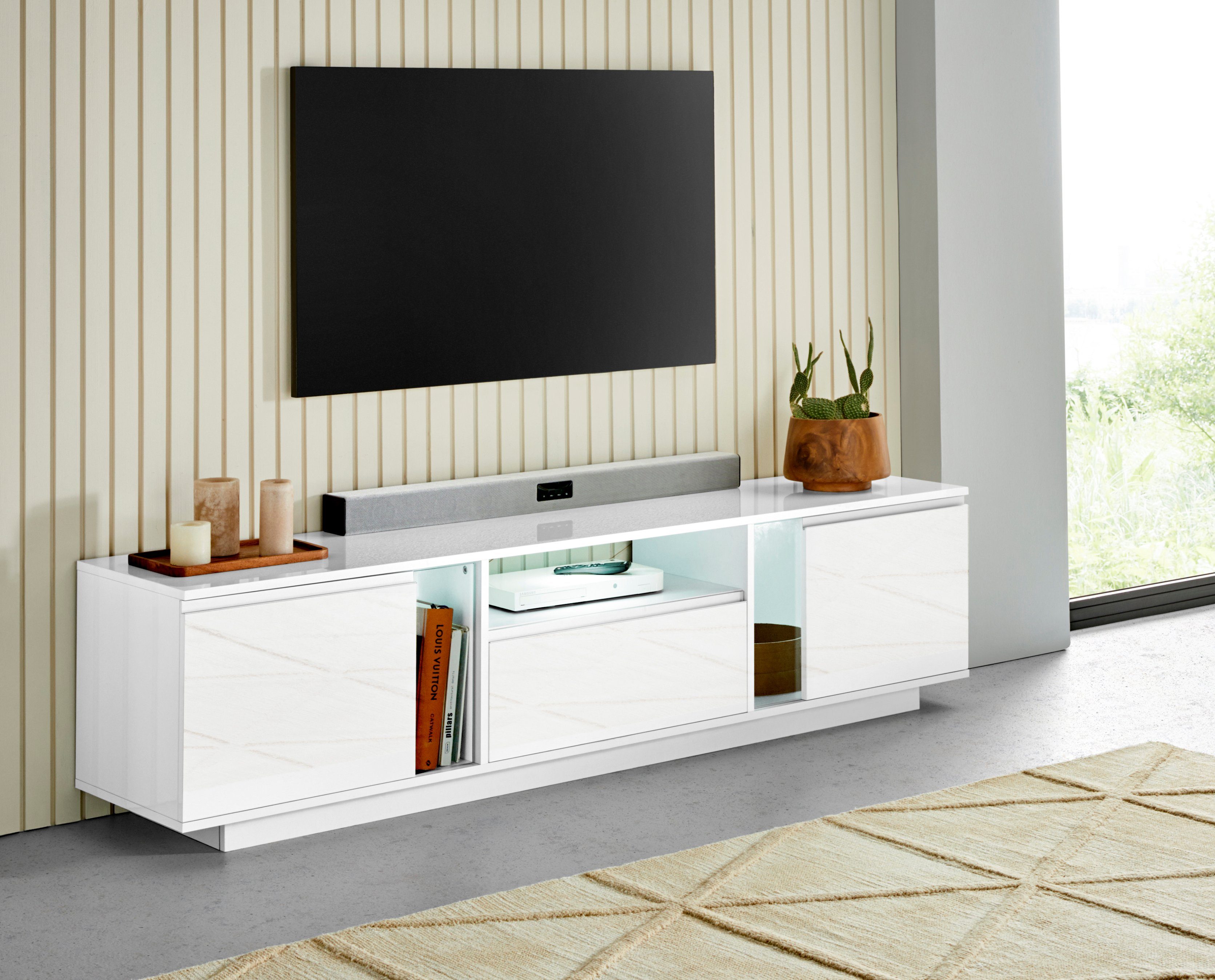 INOSIGN Tv-meubel Elegant Breedte ca. 180 cm lowboards maat 180,2x40x40 cm wit