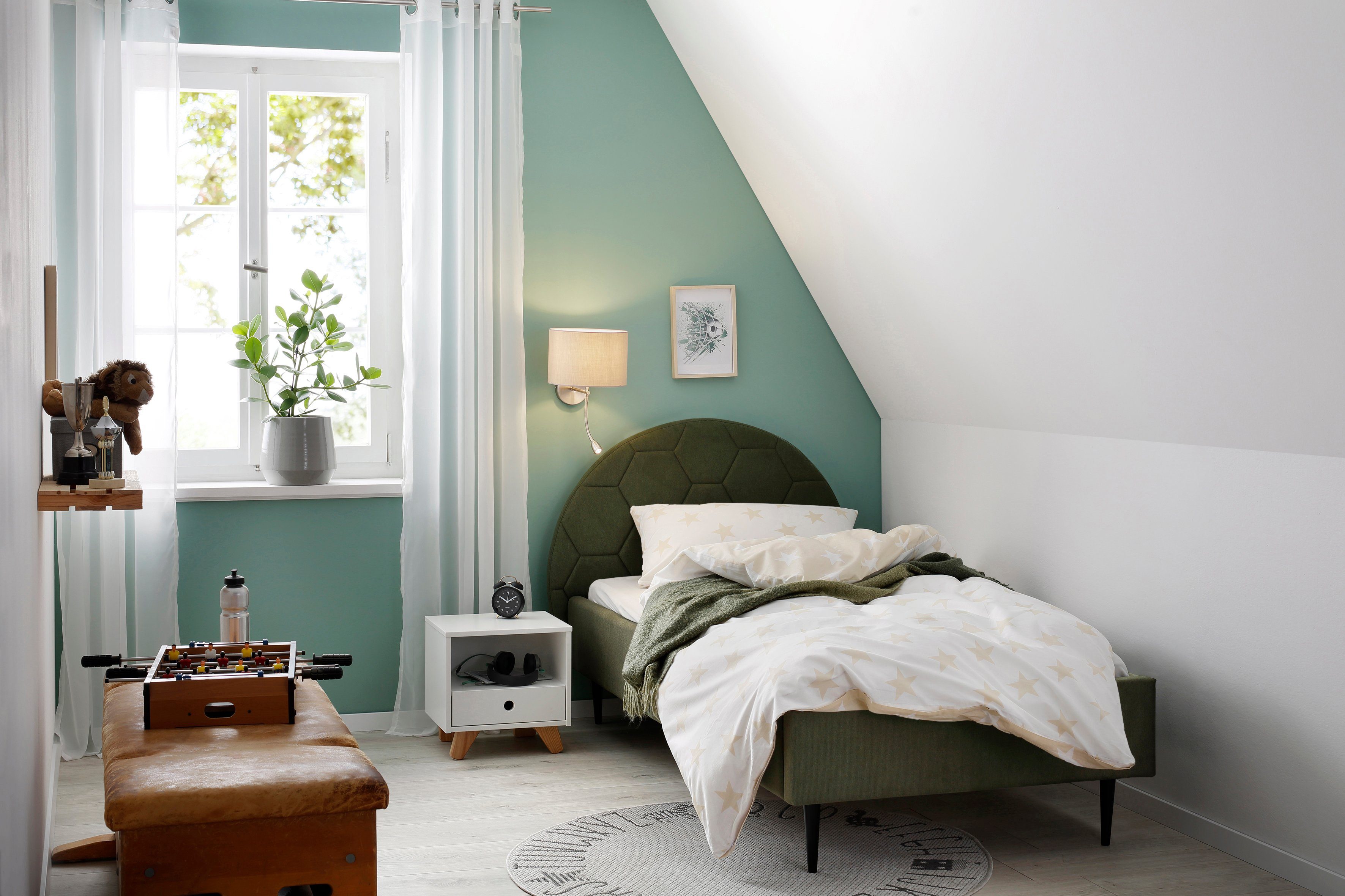 Lüttenhütt Gestoffeerd bed Gebko prettig bekleed hoofdbord met decoratief honingraatmotief
