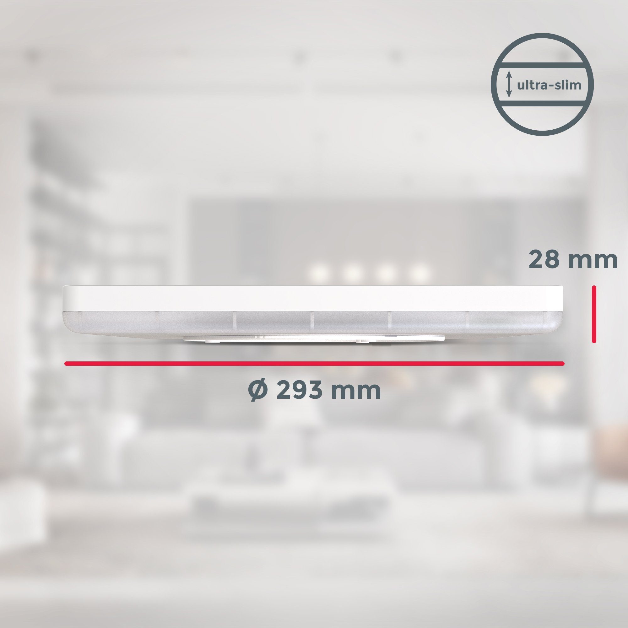 B.K.Licht Led-plafondlamp BK_DP1311 LED paneelplafondlamp, dimbaar, indirect licht Geheugenfunctie, neutraal wit licht, 18 watt, 2.400 Lm, L: 29,3 cm (1 stuk)