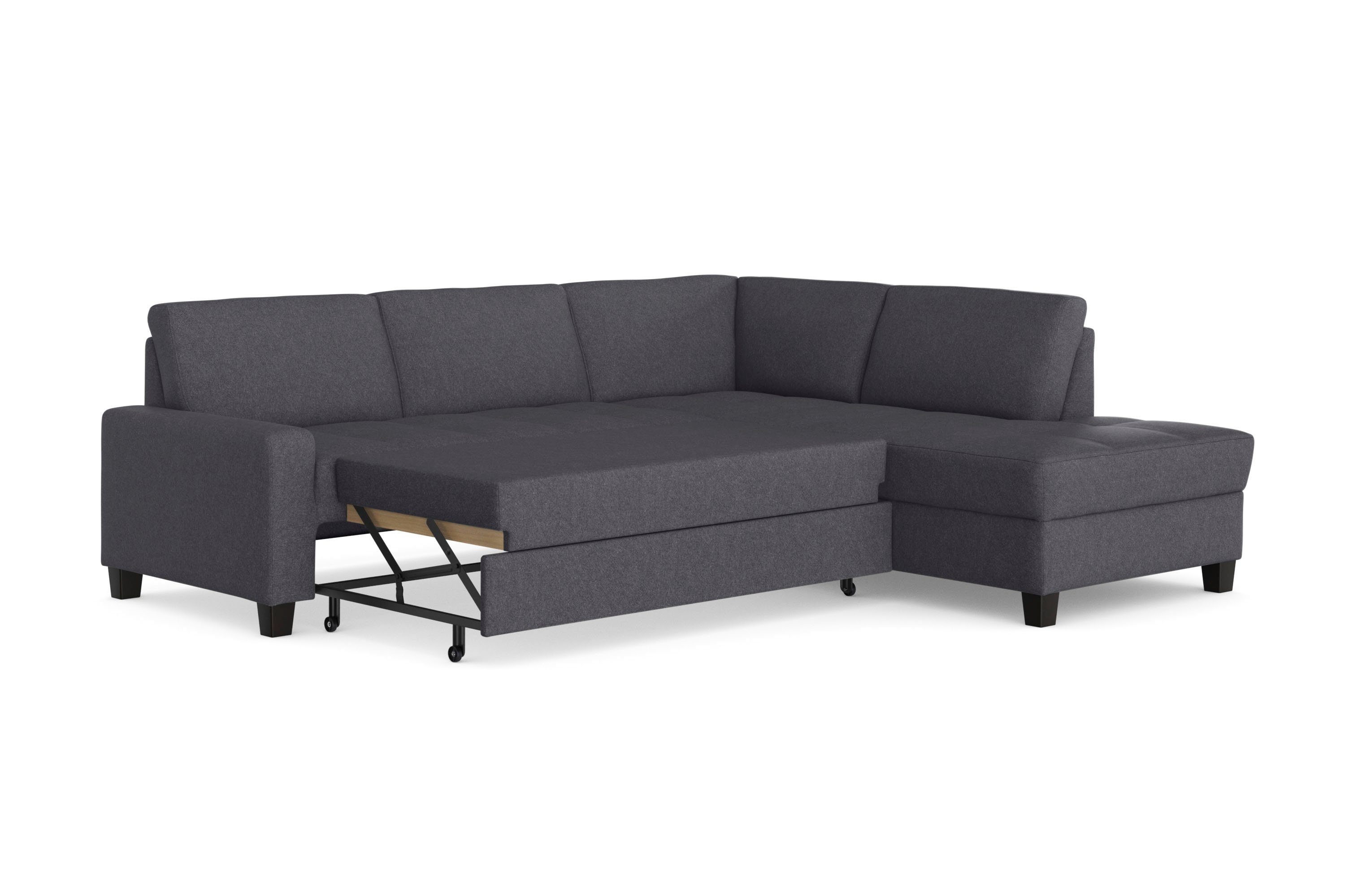 DOMO collection Hoekbank Florentina tijdloos en elegant, zitnaden als designelement, L-vorm keuze met slaapfunctie, met contrastnaad, comfortabele zithoogte 47 cm