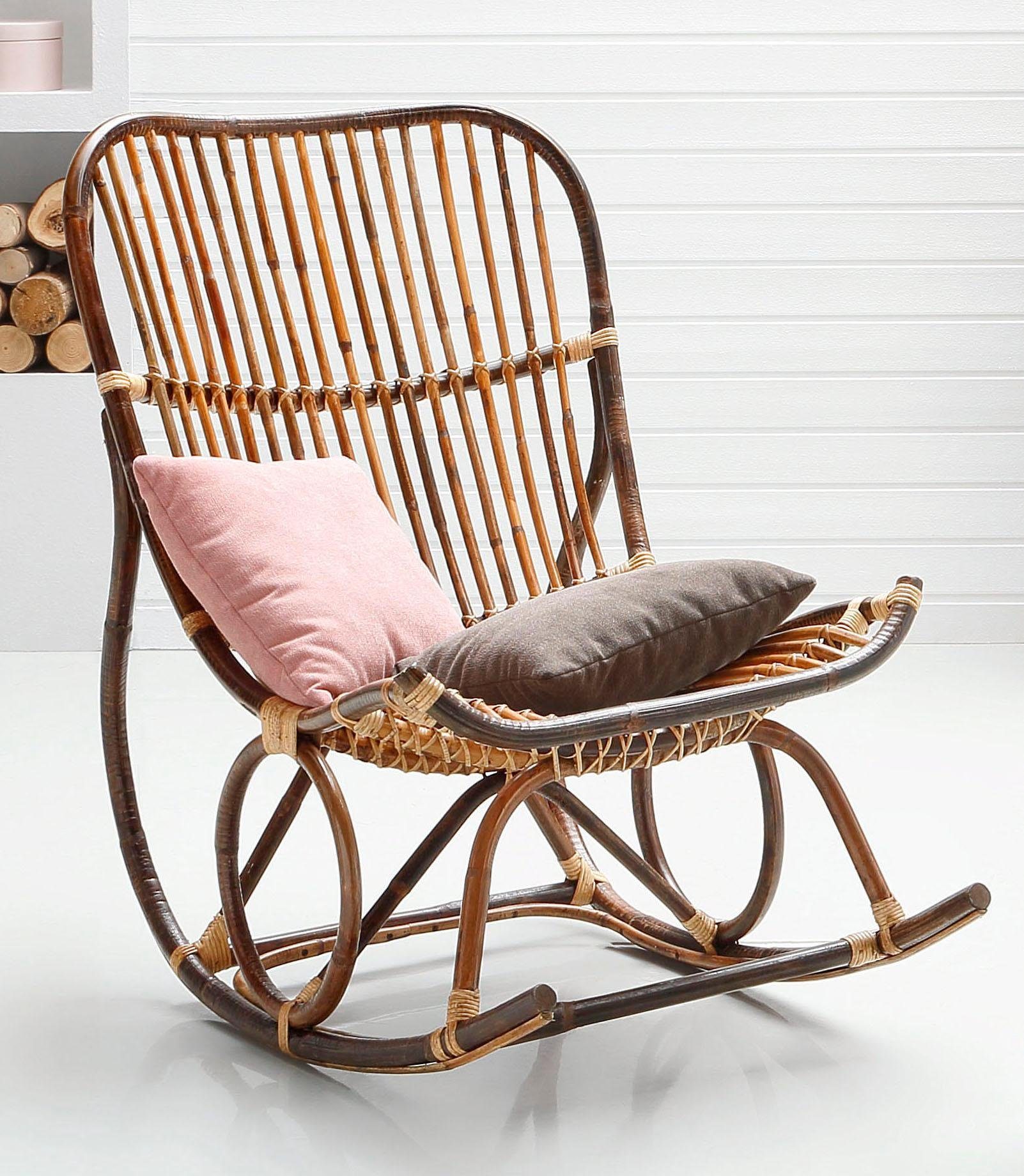 sit schommelstoel vintage met de hand gemaakt bruin