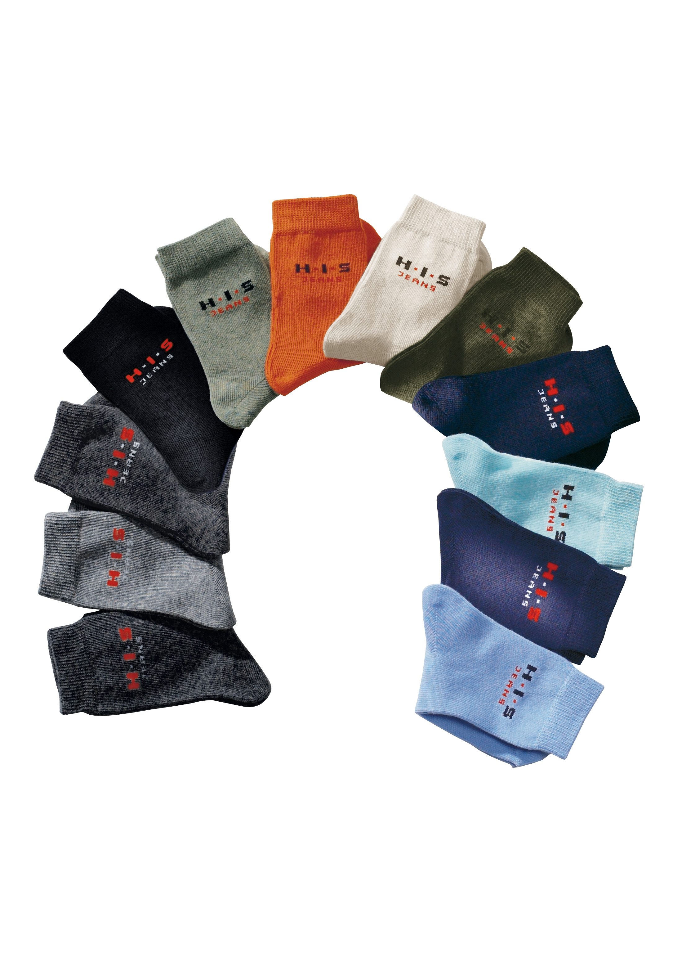 H.I.S Basic sokken met contrastkleurig logo (set, 4 paar)