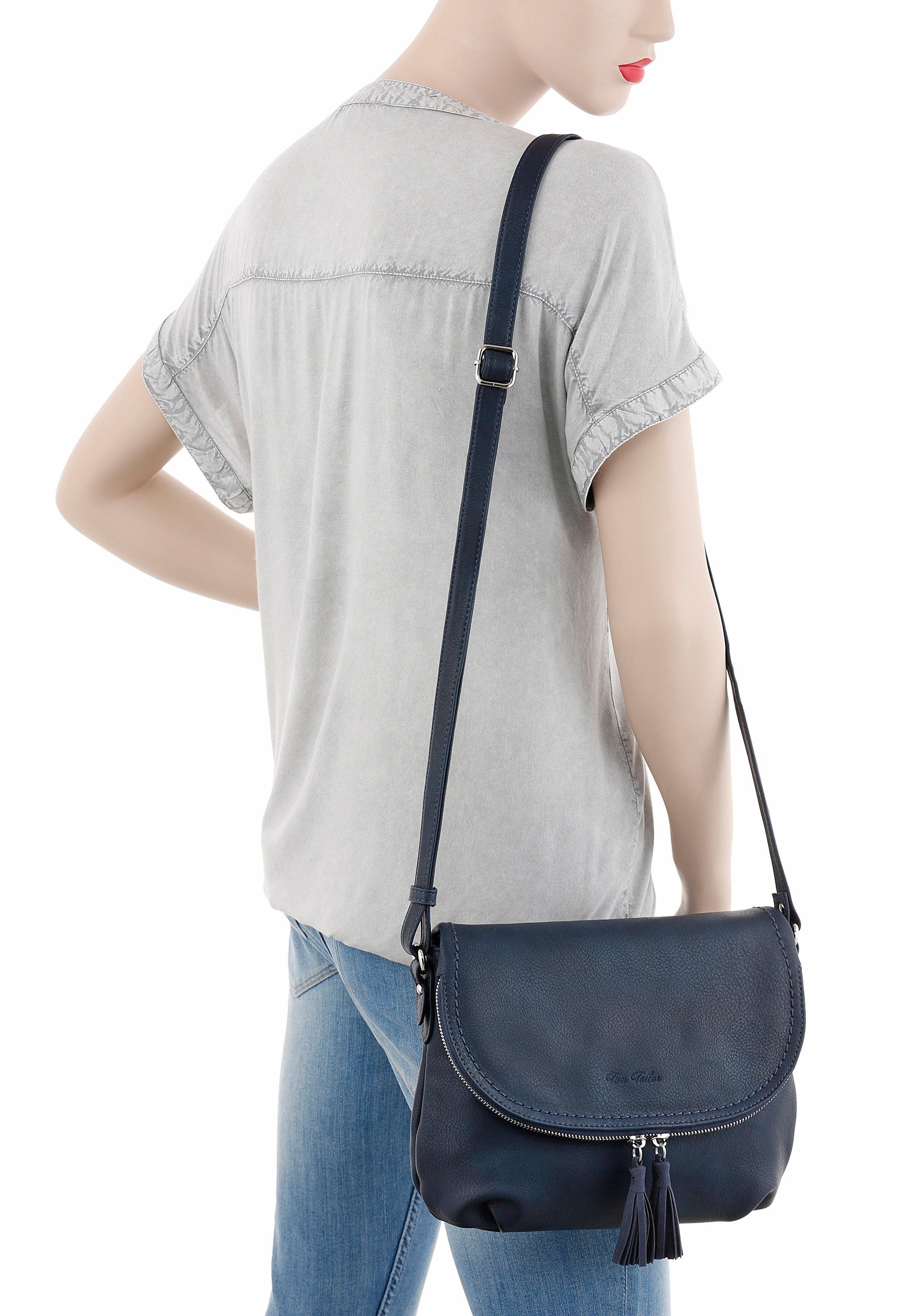 Tom Tailor Schoudertas LARY crossbody bag met modieuze kwasten aan de rits