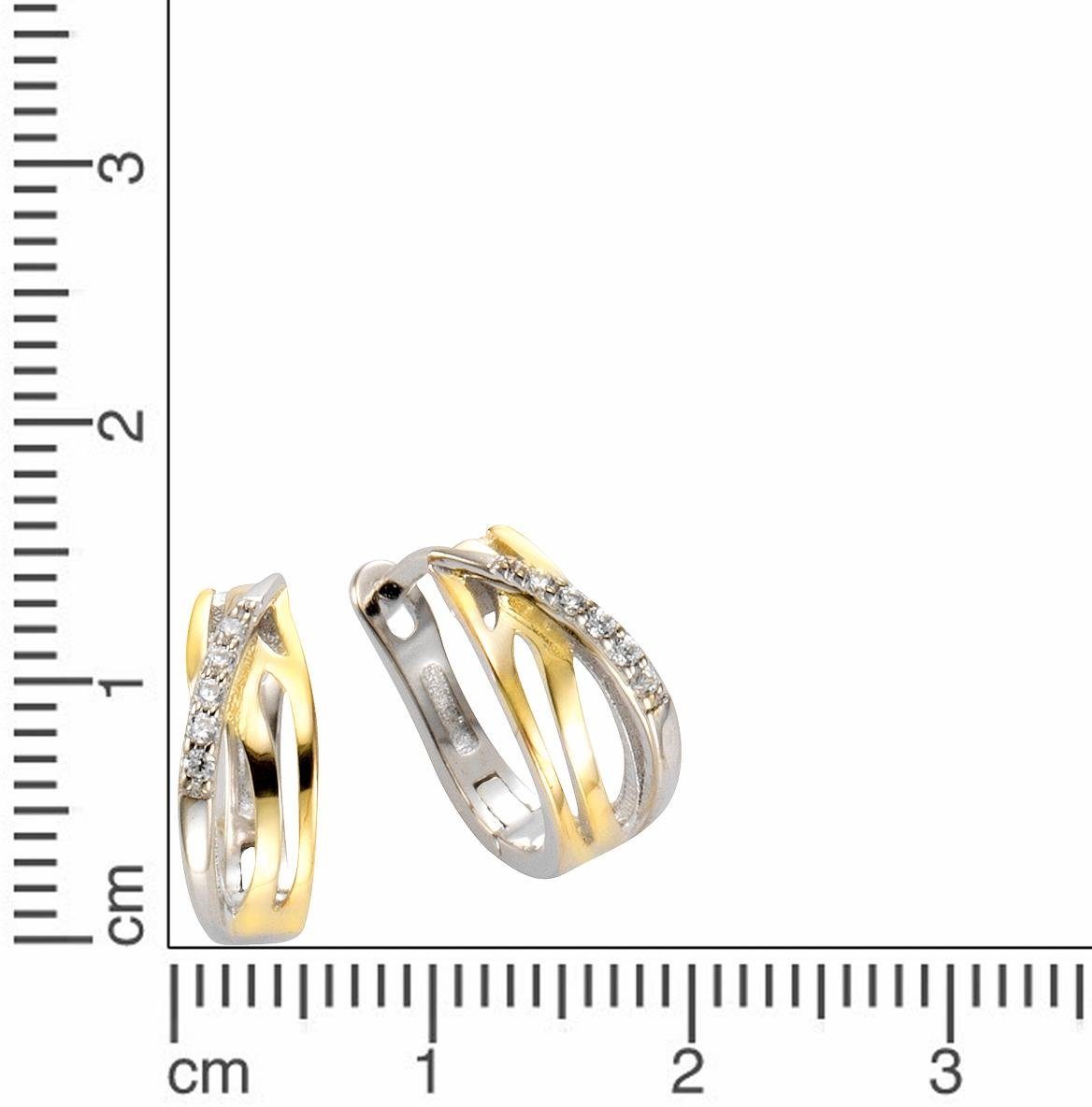 Firetti Oorringen Sieraad cadeau zilverkleur 925 bicolor gebogen Ø ca. 14 mm