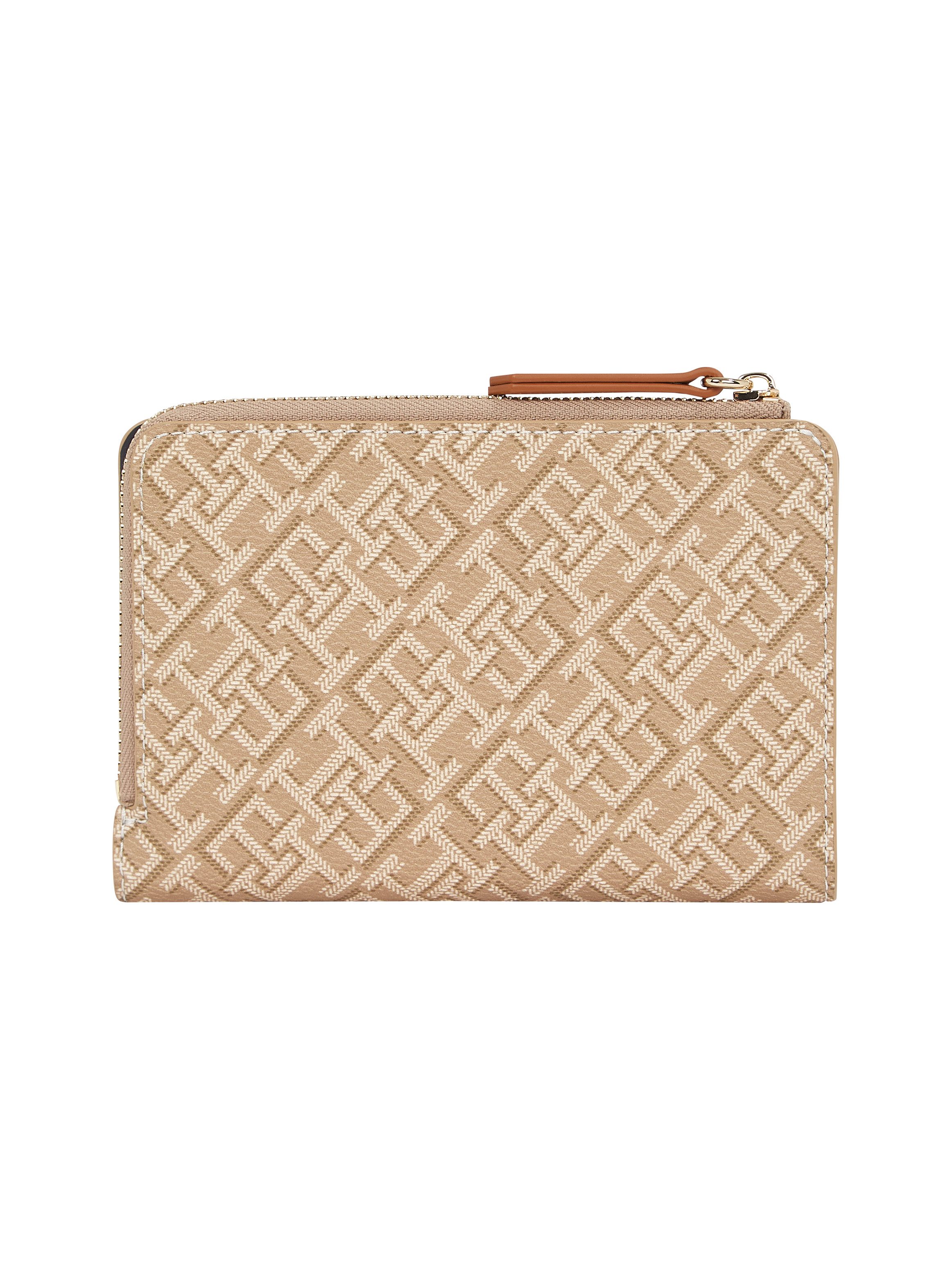 Tommy Hilfiger Portemonnee TH MONOPLAY LEATHER MED 7 WALLET , dames portemonnee met allover logoprint