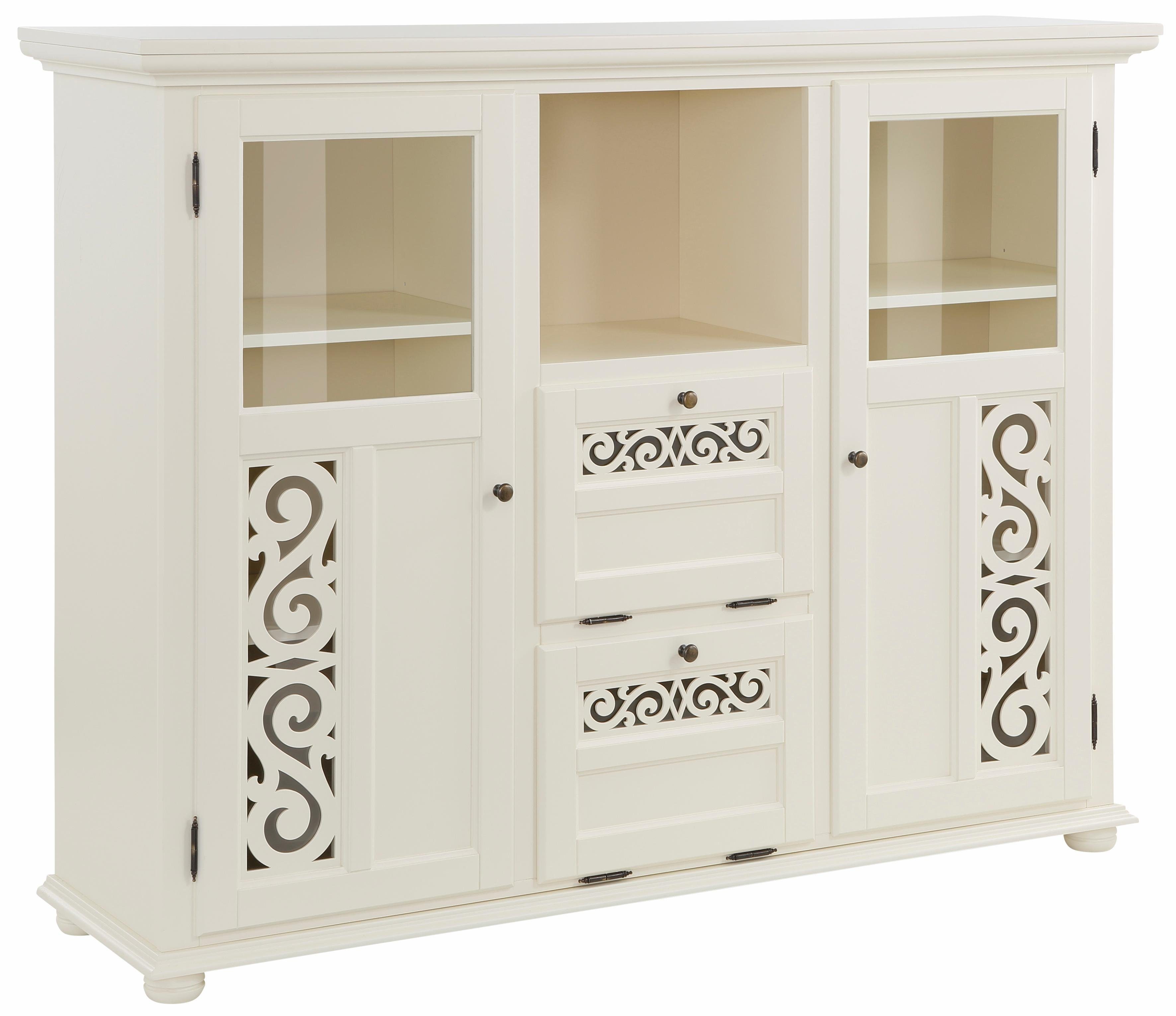 Home affaire Highboard Arabeske Vitrine in houtlook, met frezingen op de deurfronten, breedte 160 cm