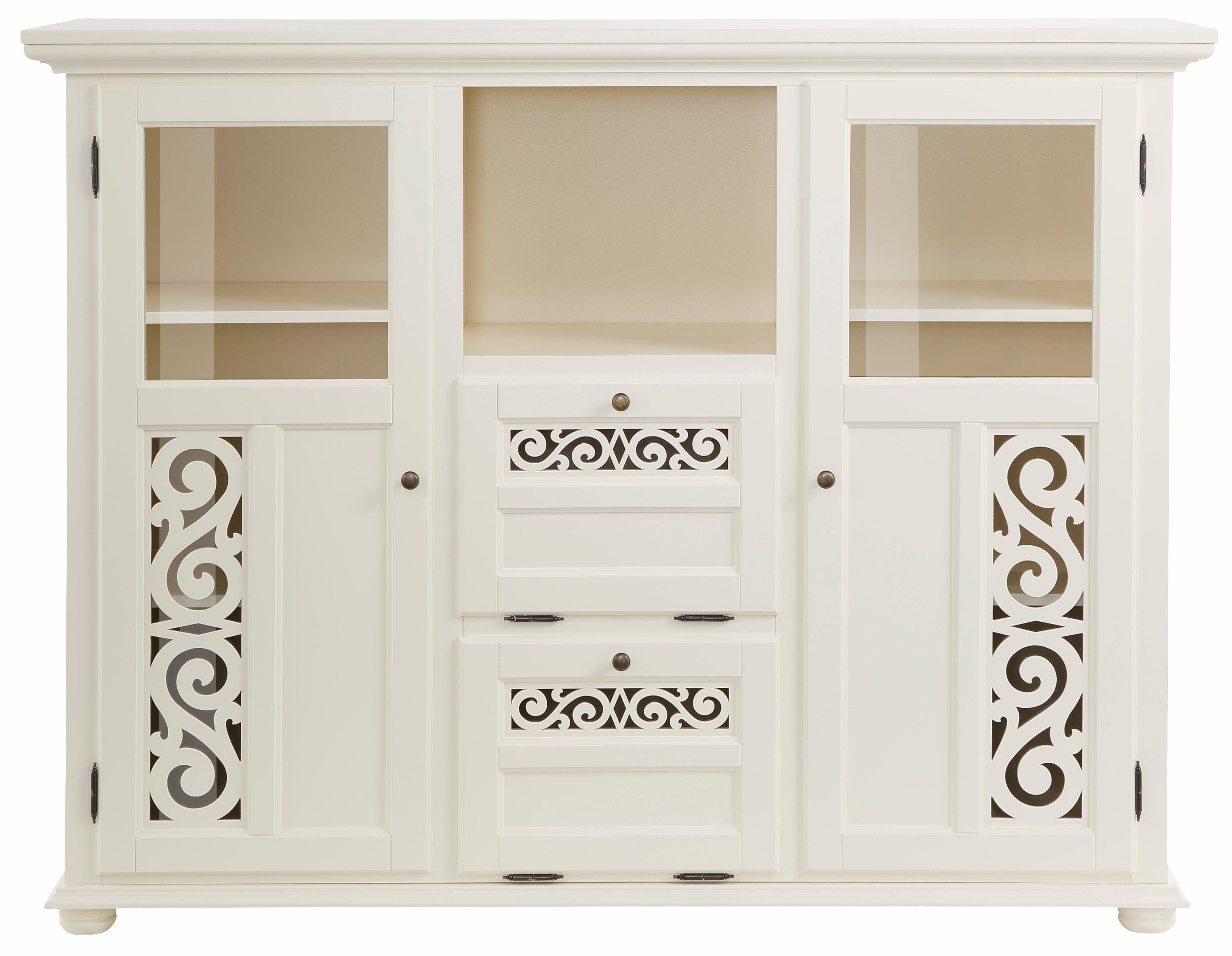 Home affaire Highboard Arabeske Vitrine in houtlook, met frezingen op de deurfronten, breedte 160 cm
