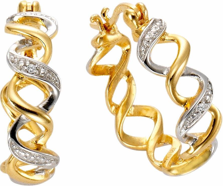 Firetti Oorringen Sieraad cadeau zilver 925 gedraaid golvend dames oorbellen goud