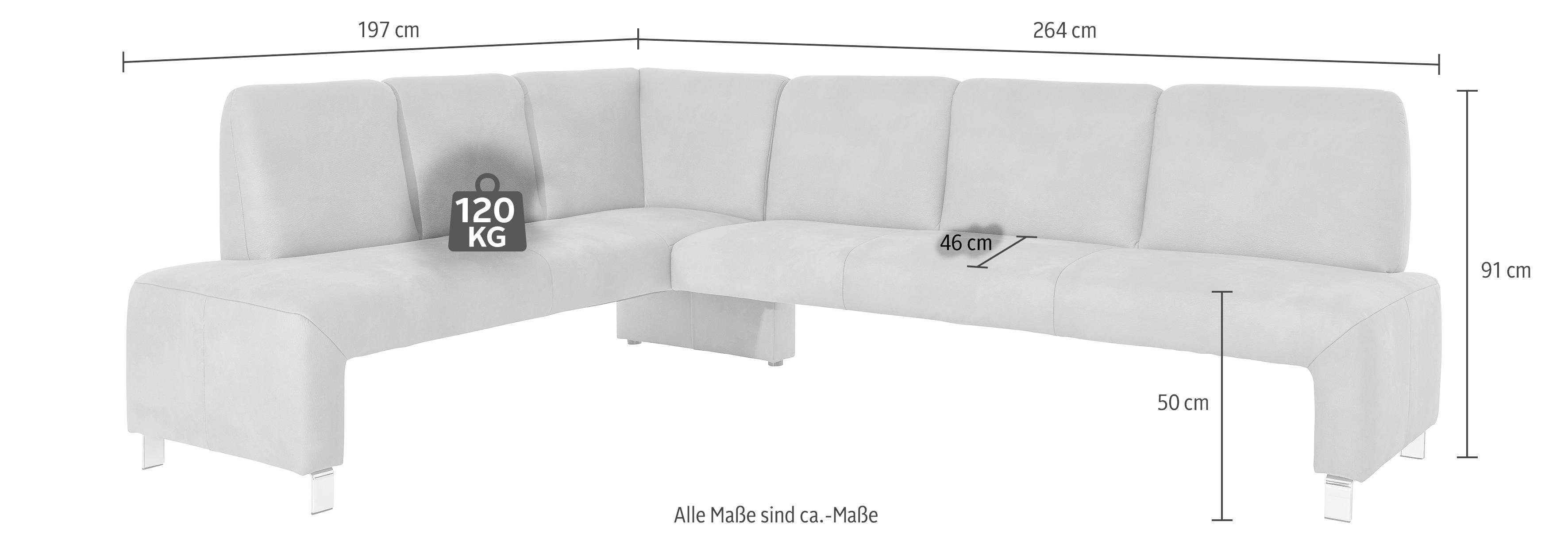 exxpo - sofa fashion Hoekbank Intenso, modern, keuze uit leer of textiel, 264/197 cm (B/D) hoge bodemvrijheid, vrij in de ruimte te plaatsen, hoog zitcomfort