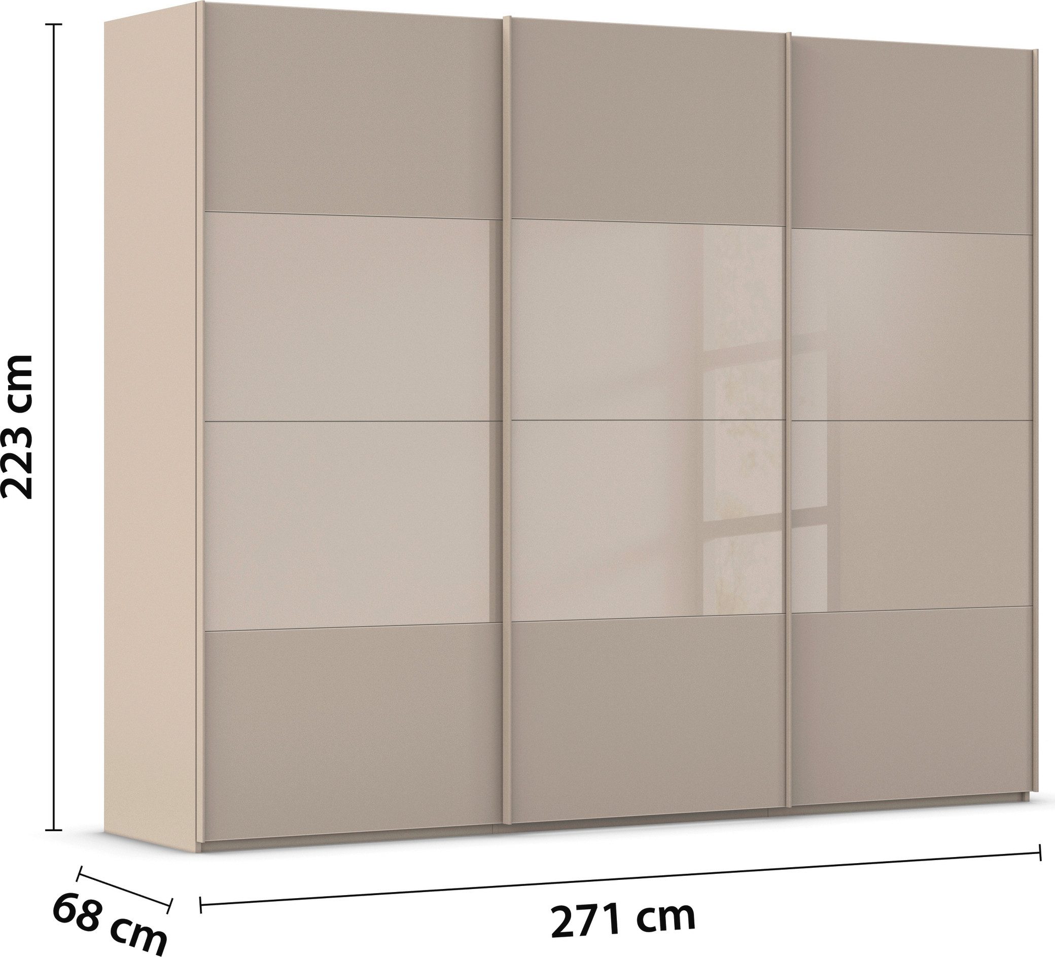 rauch Schuifdeurkast Kledingkast Kast Garderobe Slaapkamerkast SCALE-FYRA edel vierdelige deuren glas mat/glanzend veel kleuren made in germany