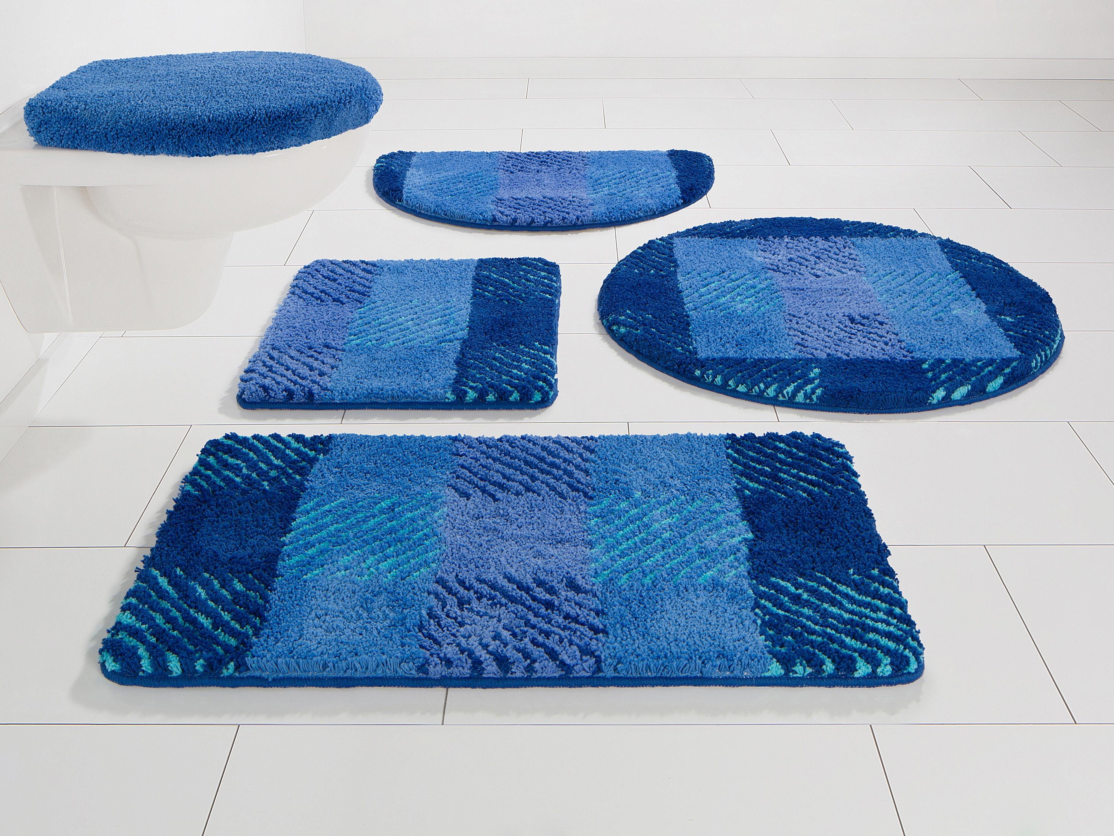 my home Badmat VENJA badmatten maat 3-delige set voor hangend toilet blauw