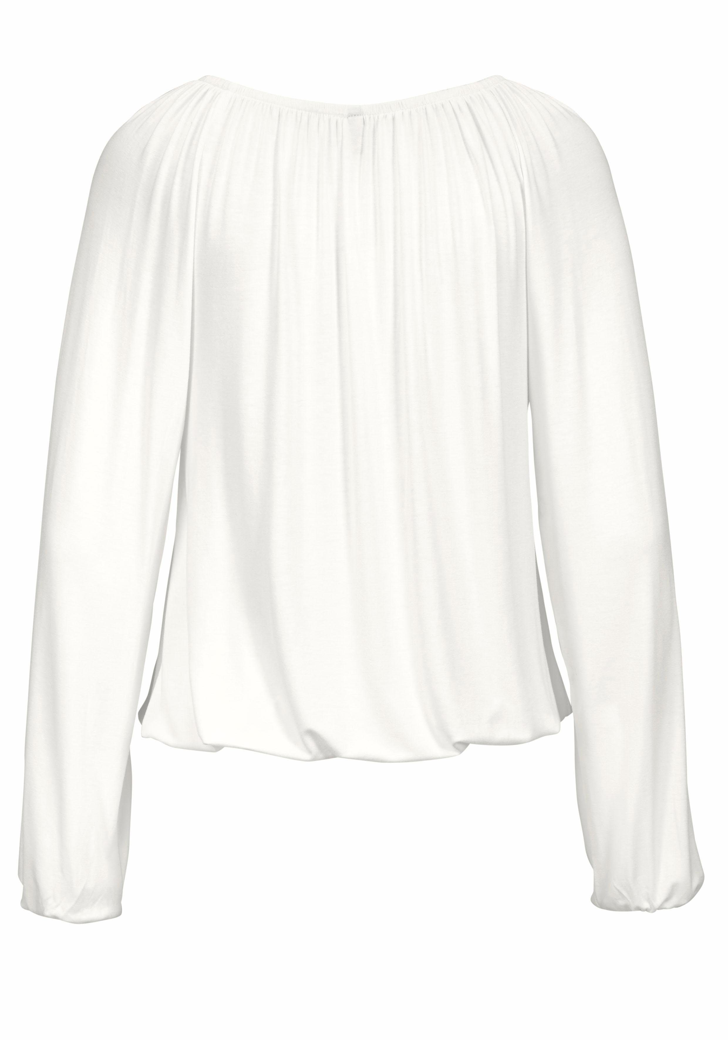 s.Oliver RED LABEL Beachwear Strandshirt met striklint bij de halslijn, losse pasvorm, boho-stijl