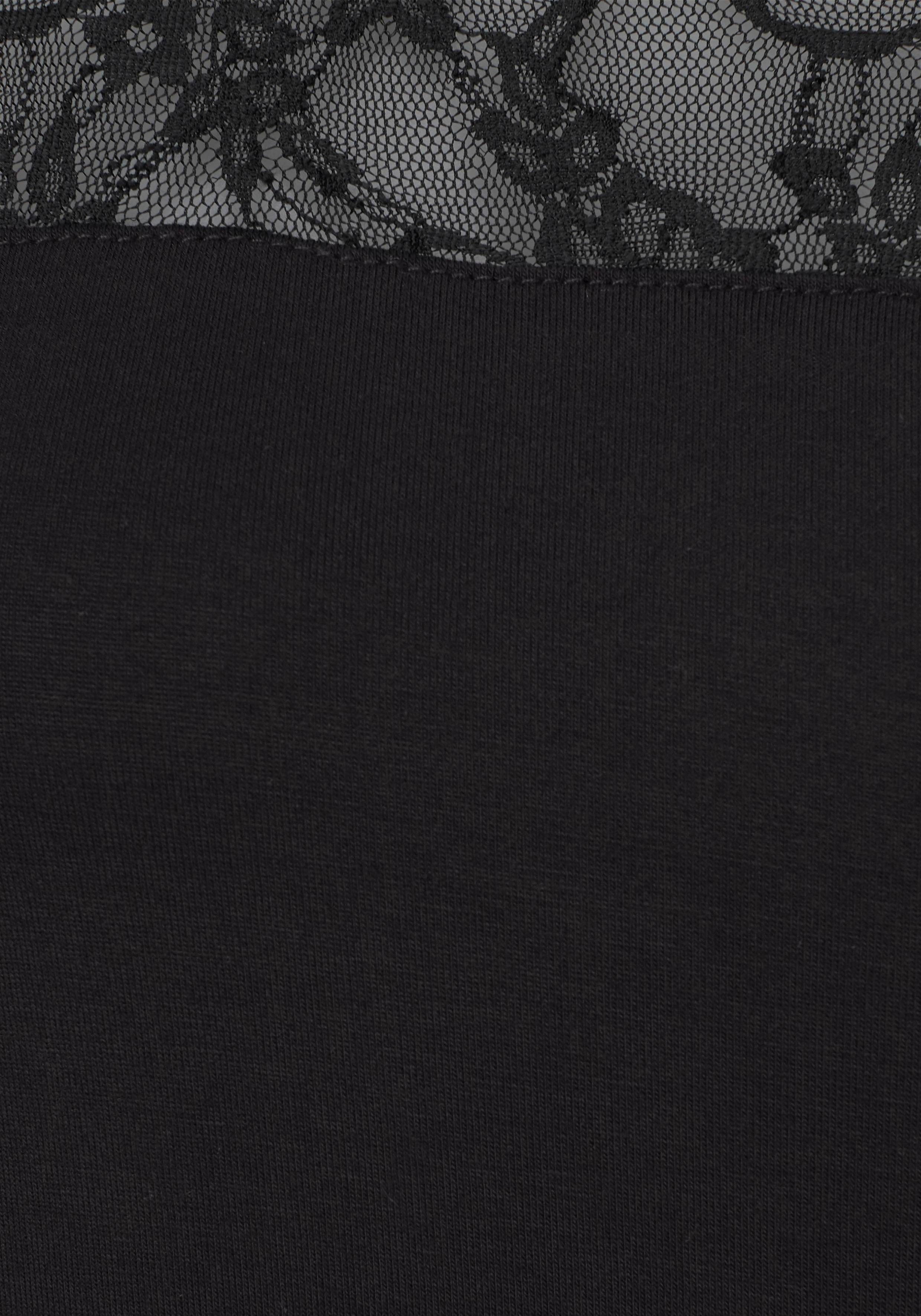 Lascana Strandshirt met kanten inzet, t-shirt, shirt met korte mouwen, elegant