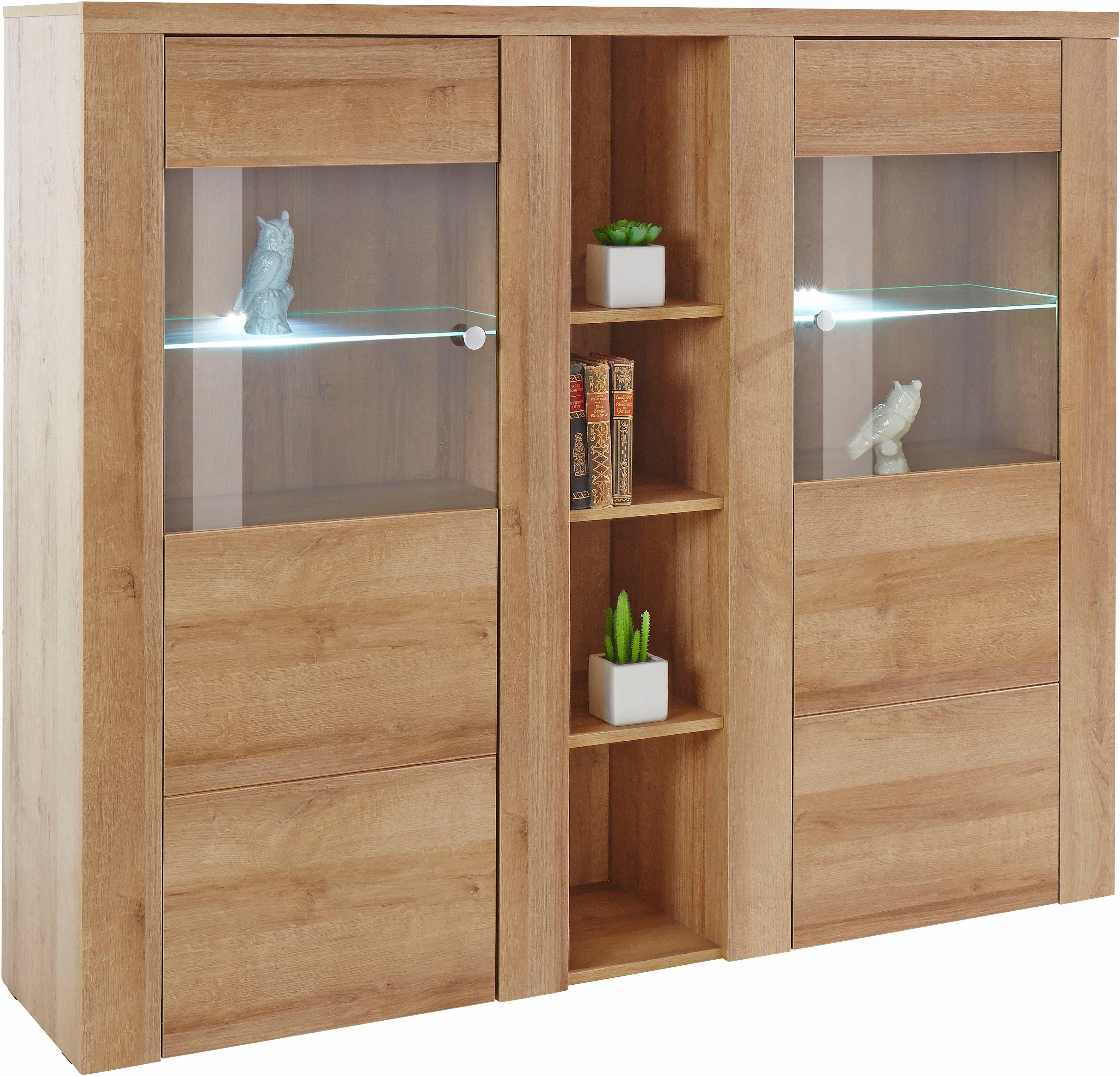 Home affaire Highboard Larona, tijdloze hoge commode met 2 deuren, deurkast, hoogte 129,5 cm,
