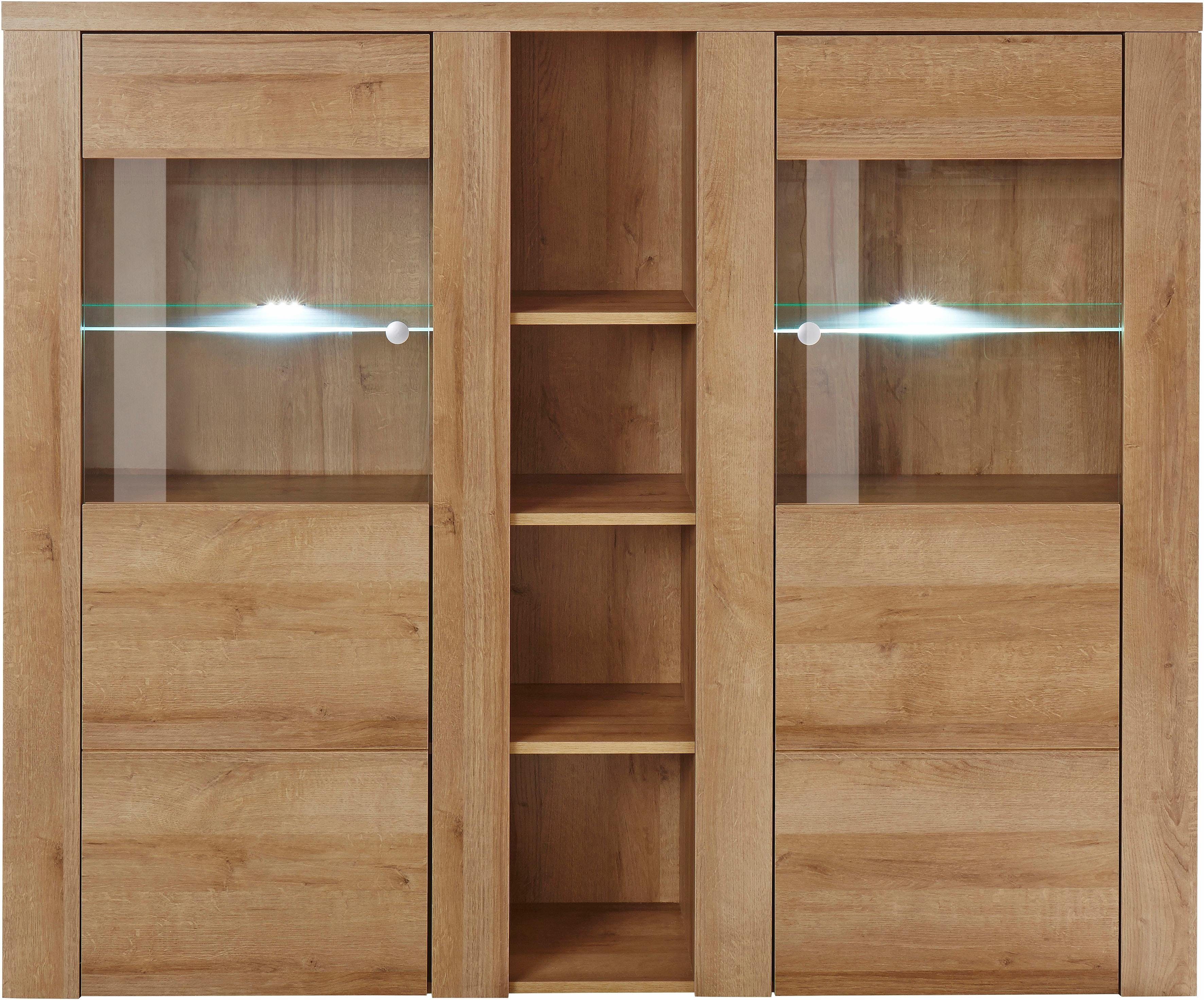 Home affaire Highboard Larona, tijdloze hoge commode met 2 deuren, deurkast, hoogte 129,5 cm,